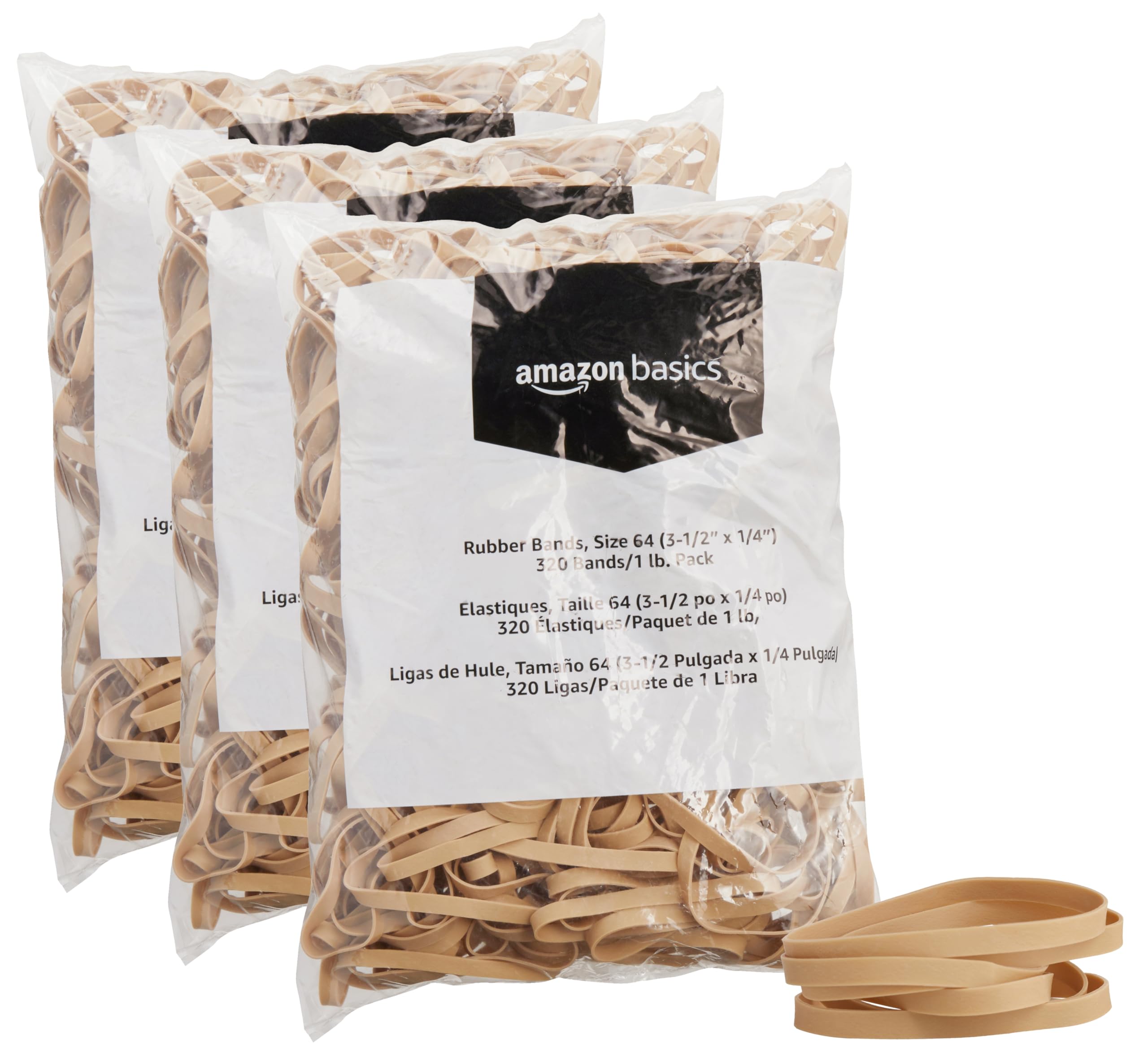 Bandas Elásticas Amazon Basics, Tamaño 64 (8,9 X 0,6 Cm), 320 Bandas - Venta Internacional.