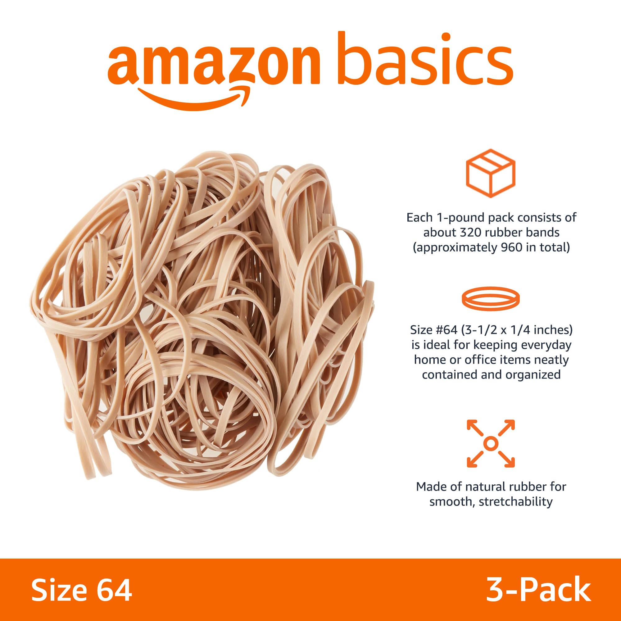 Foto 3 pulgar | Bandas Elásticas Amazon Basics, Tamaño 64 (8,9 X 0,6 Cm), 320 Bandas - Venta Internacional.