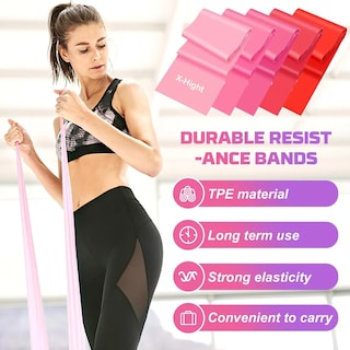 Foto 2 | Bandas Elásticas Belug De Resistencia Ejercicio Fitness Yoga 6 Pcs Rojo Rosa
