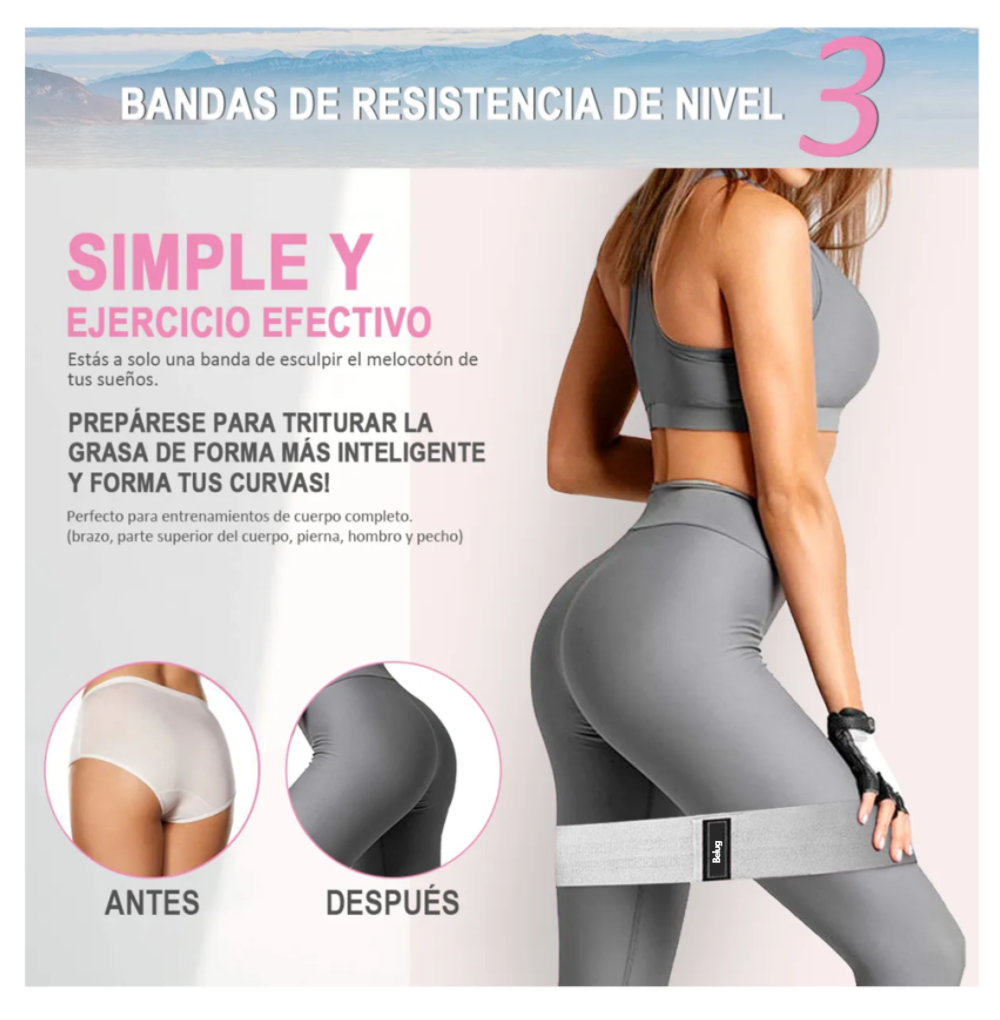 Foto 3 pulgar | Bandas Elásticas Ejercicio Ligas Resistencia Piernas Belug, Gris Negro Blanco