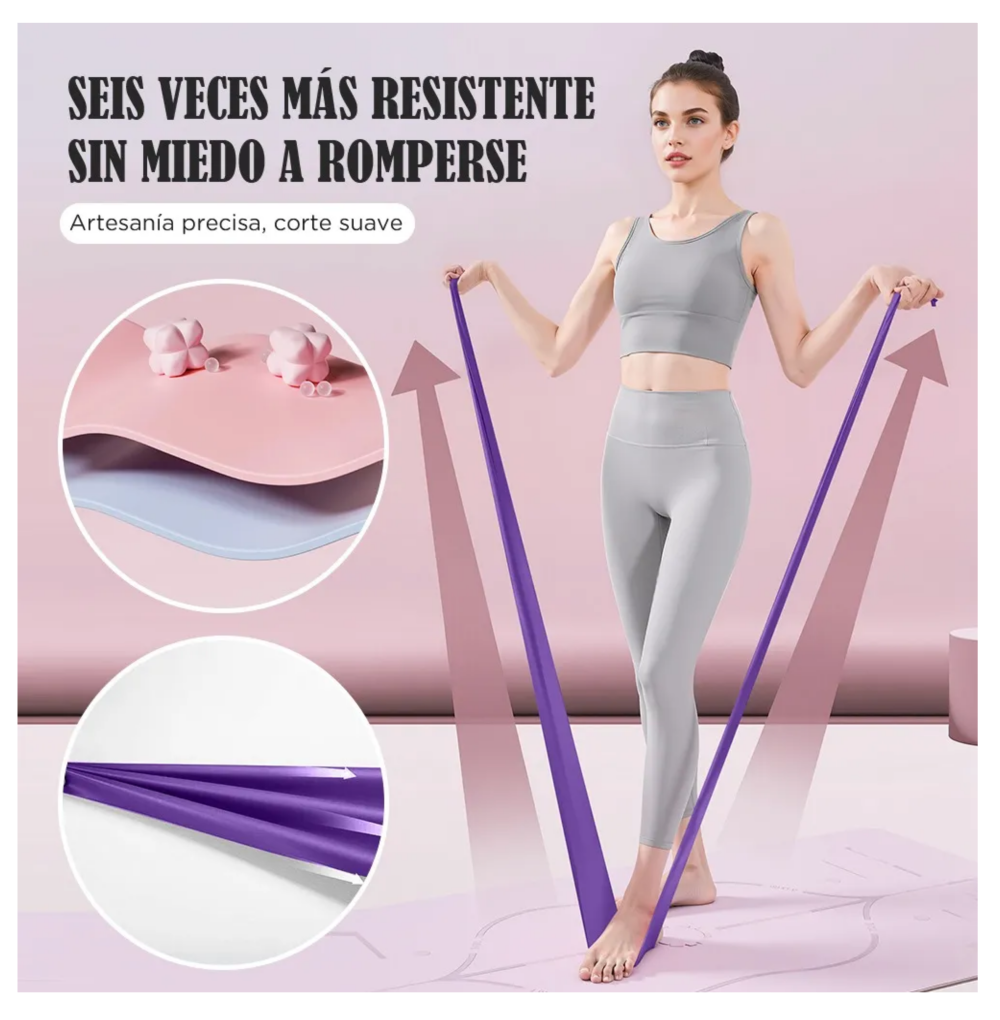 Foto 4 pulgar | Bandas Elásticas De Resistencia Ejercicio Fitness Yoga 3pcs Lab.g,  Rosa Morado Azul