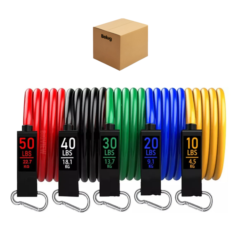 Bandas de Resistencia para Ejercicio Belug Multicolores 150 Lbs 12 Piezas