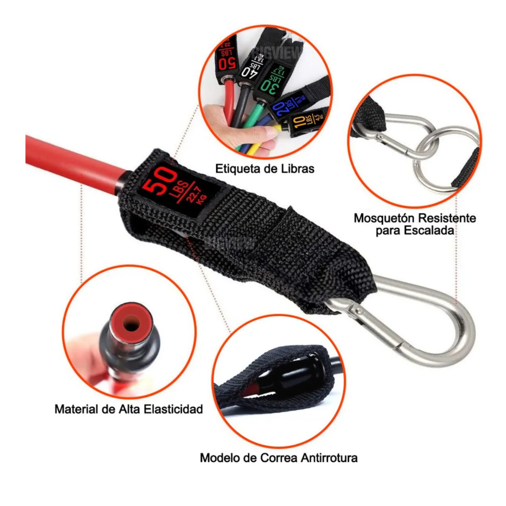 Foto 4 pulgar | Bandas de Resistencia para Ejercicio Belug Multicolores 150 Lbs 12 Piezas