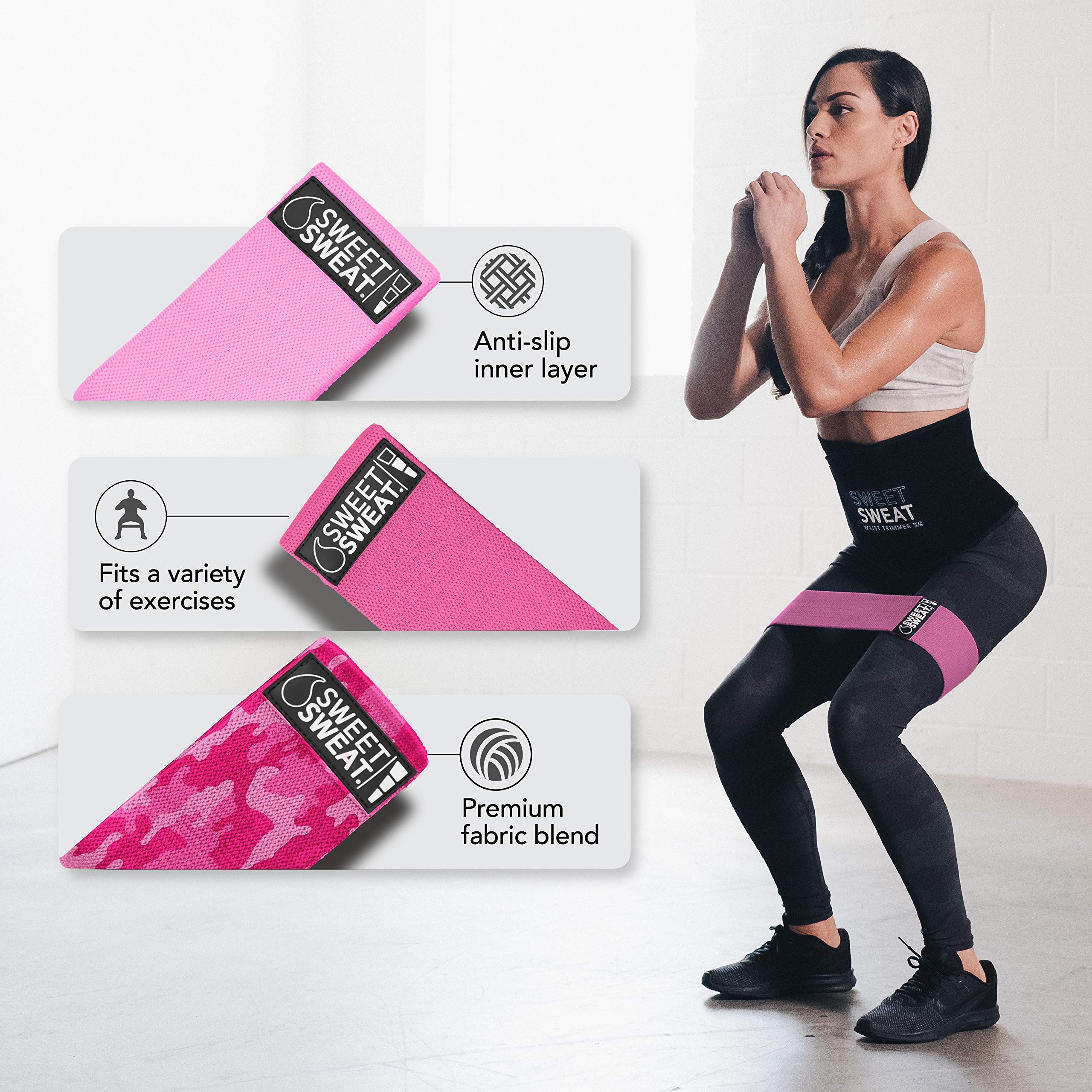 Foto 4 pulgar | Hip Bands Sweet Sweat 3 Niveles Of Resistance Rosa + Bolsa - Venta Internacional.