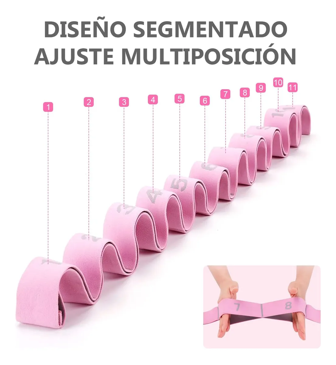 Foto 3 pulgar | Banda Resistencia  Belug Yoga 125cm Rosa