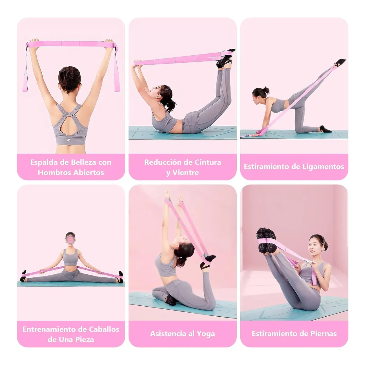 Foto 4 pulgar | Banda Resistencia  Belug Yoga 125cm Rosa