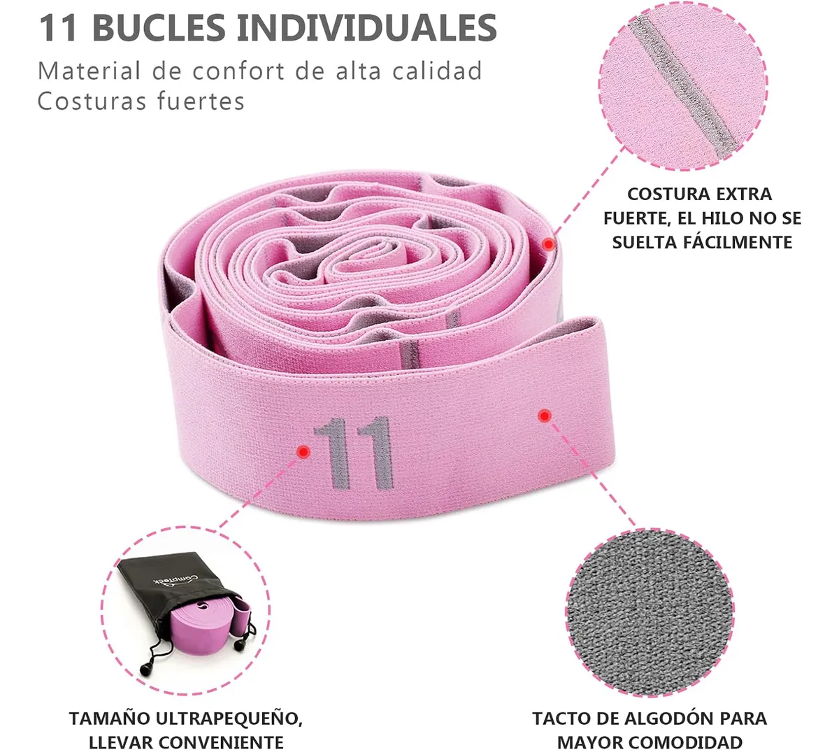 Foto 5 | Banda Resistencia  Belug Yoga 125cm Rosa