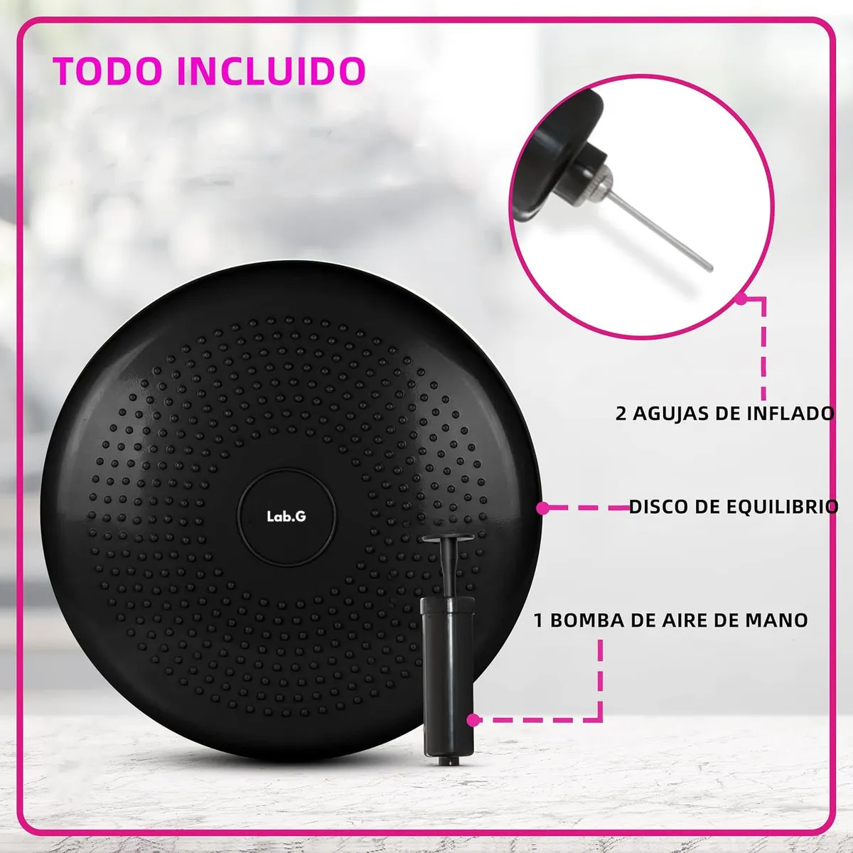 Foto 4 pulgar | Disco De Balance Lab.g Sportisimo Cojín Equilibrio Yoga Pvc 34cm Color Negro