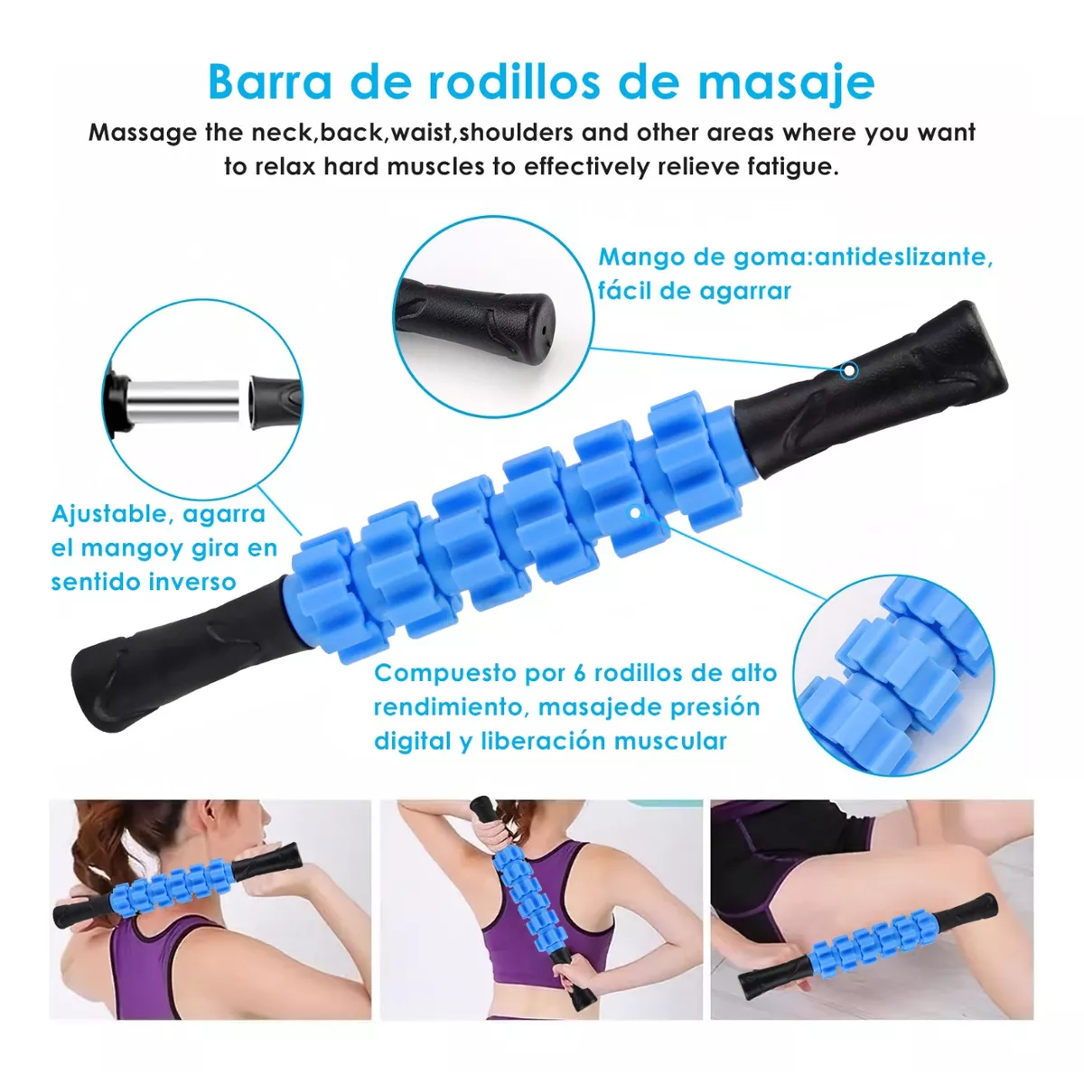 Foto 4 pulgar | Foam Roller Juego De Masaje 6pzs Eo Safe Imports Esi-17559 Purpura