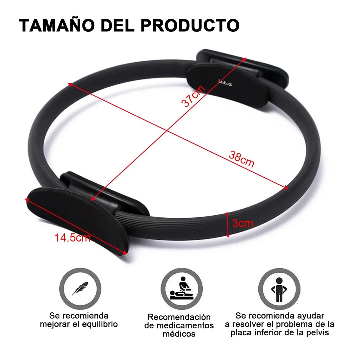 Foto 3 | Anillo De Pilates Lab.g Sportisimo Aro De Resistencia Negro