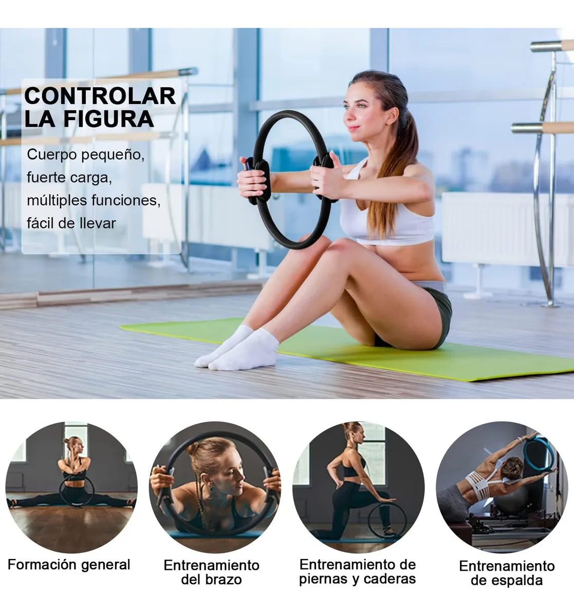 Foto 6 pulgar | Anillo De Pilates Lab.g Sportisimo Aro De Resistencia Negro