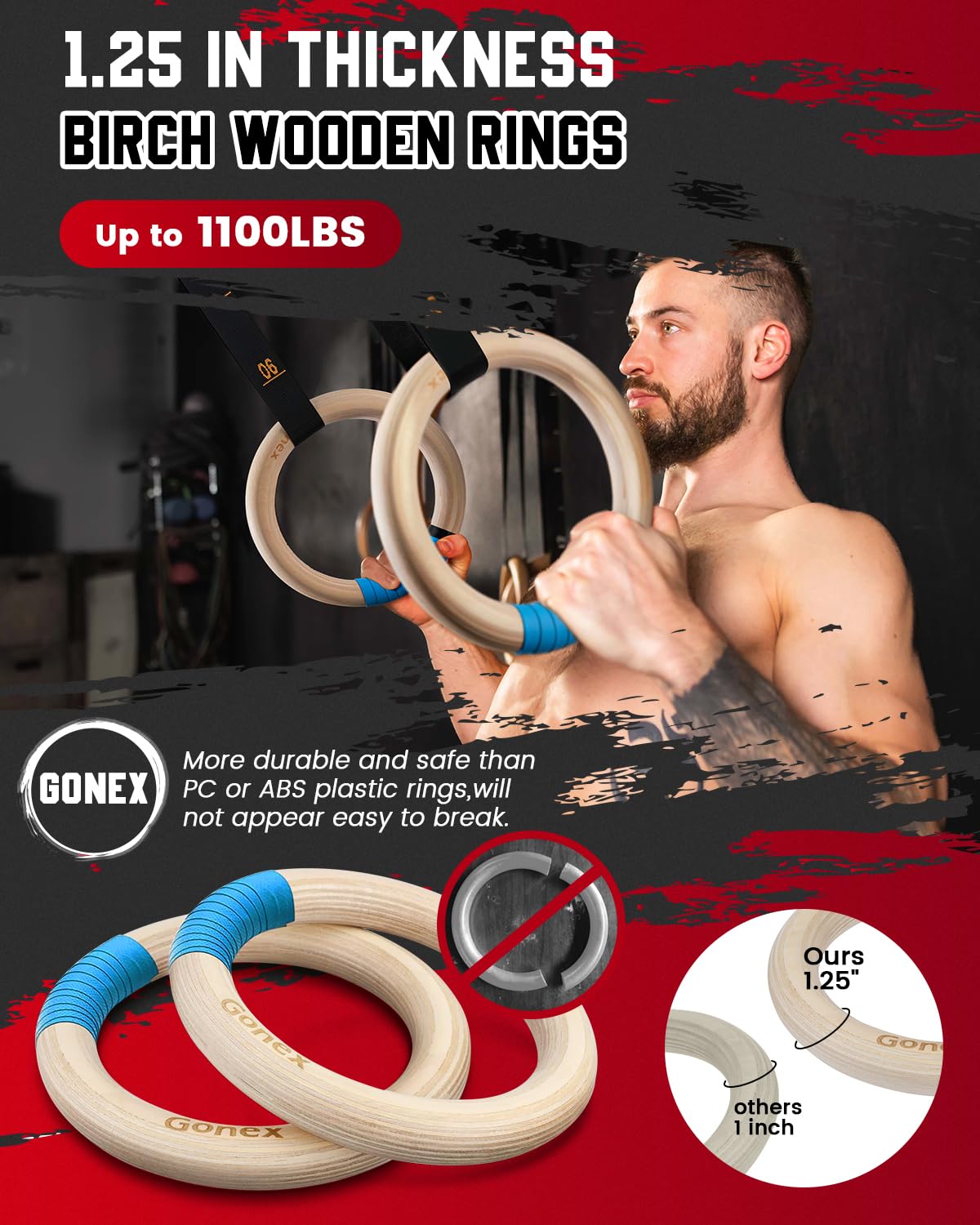 Foto 3 pulgar | Anillos De Gimnasia Gonex Con Correas Ajustables De 2,7 M Para Todo El Cuerpo - Venta Internacional.
