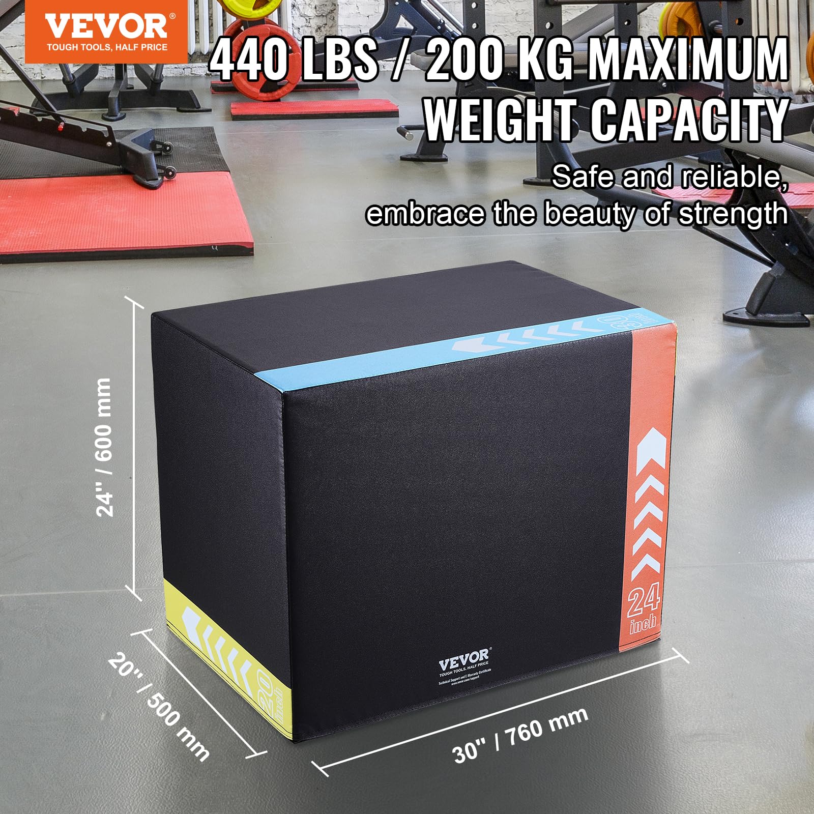 Foto 3 pulgar | Jump Box Vevor 3 En 1 Con Plataforma Pliométrica De Algodón, 30 X 24 X 20 Cm - Venta Internacional.