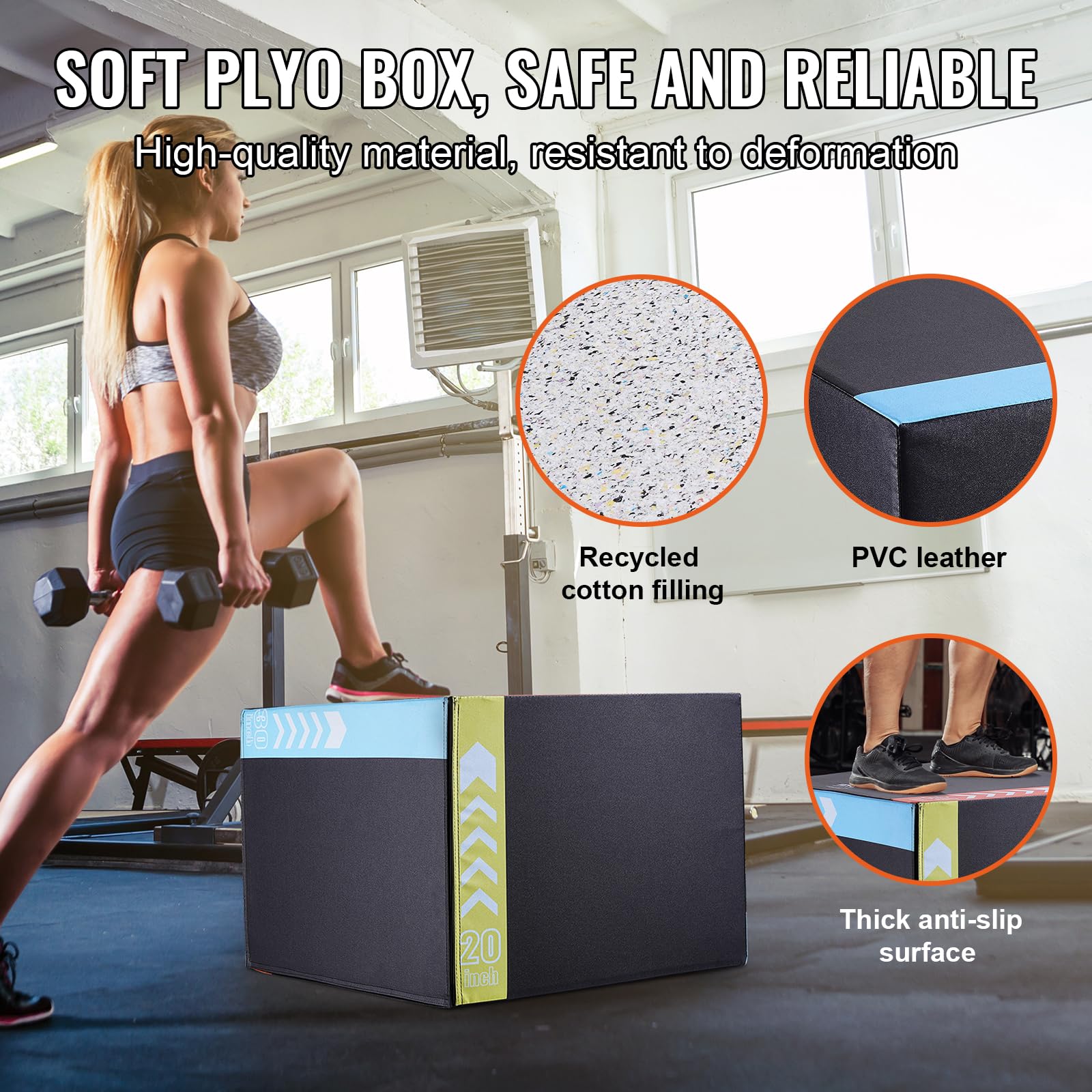 Foto 6 pulgar | Jump Box Vevor 3 En 1 Con Plataforma Pliométrica De Algodón, 30 X 24 X 20 Cm - Venta Internacional.