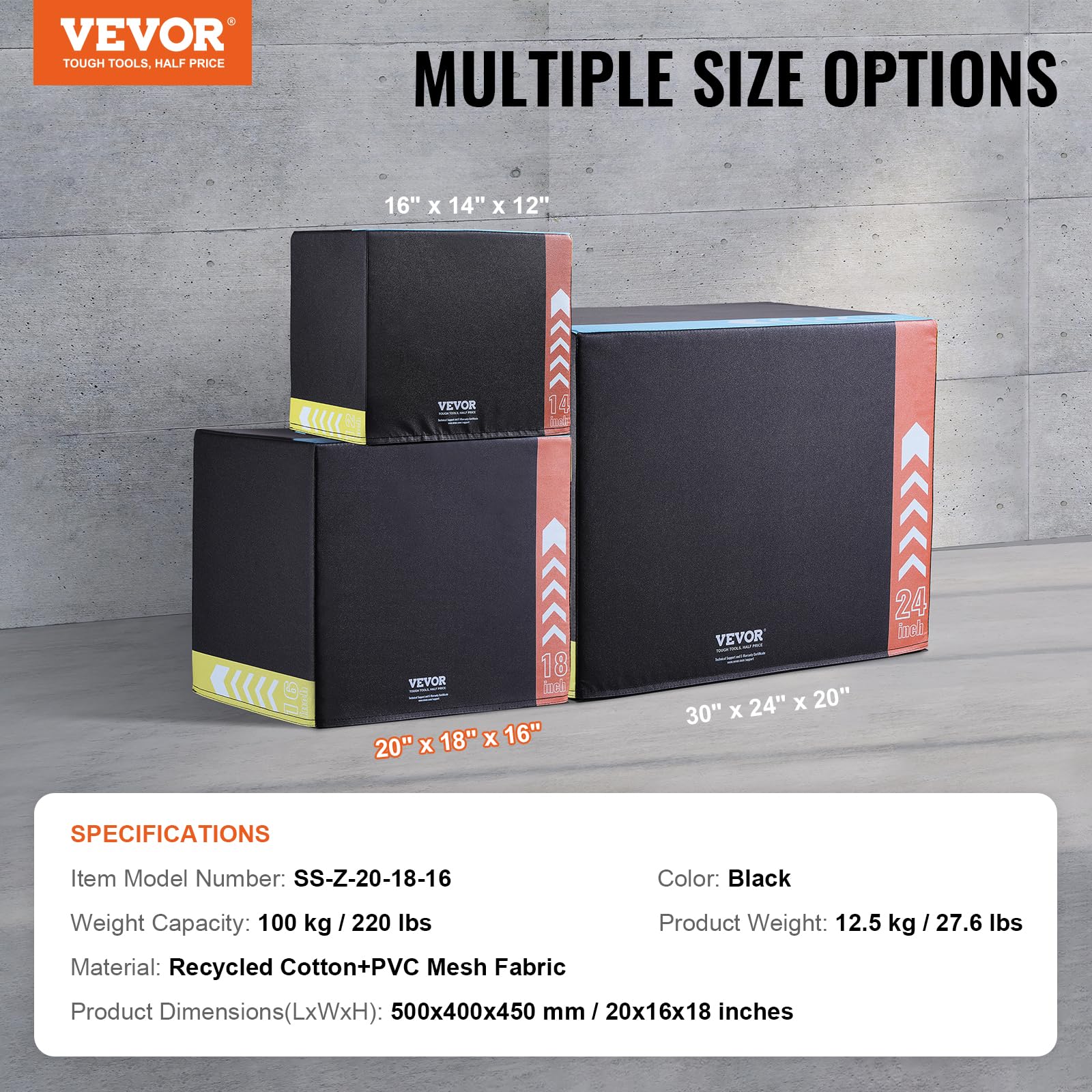 Foto 8 pulgar | Jump Box Vevor 3 En 1 Con Plataforma Pliométrica De Algodón, Color Negro, 20 X 46 X 41 Cm - Venta Internacional.