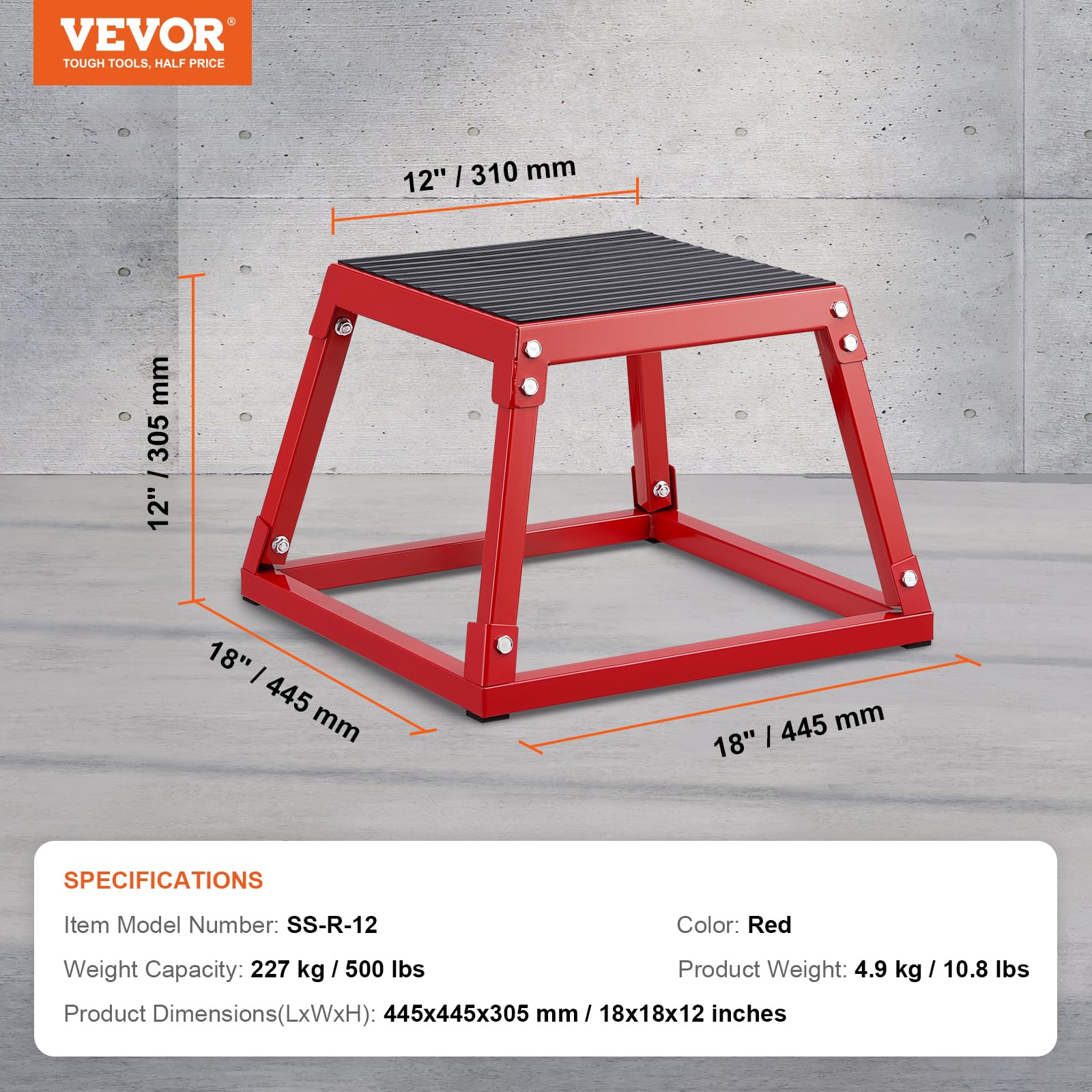 Foto 8 pulgar | Jump Box Pliométrico Vevor 30 Cm De Acero Antideslizante Rojo - Venta Internacional.