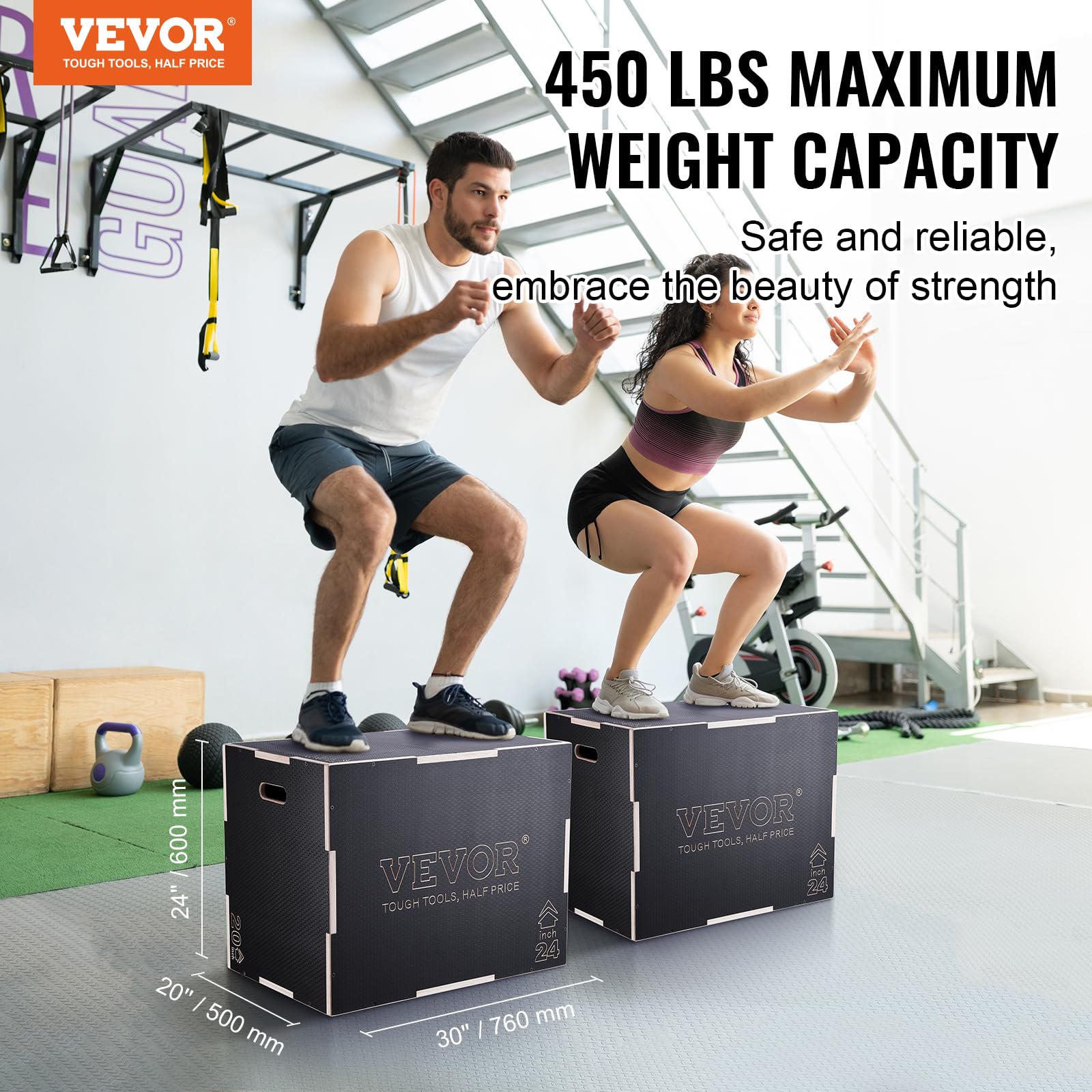 Foto 2 | Jump Box Pliométrico Vevor 3 En 1 De Madera Para Gimnasio En Casa, 30 X 24 X 20 Cm - Venta Internacional.