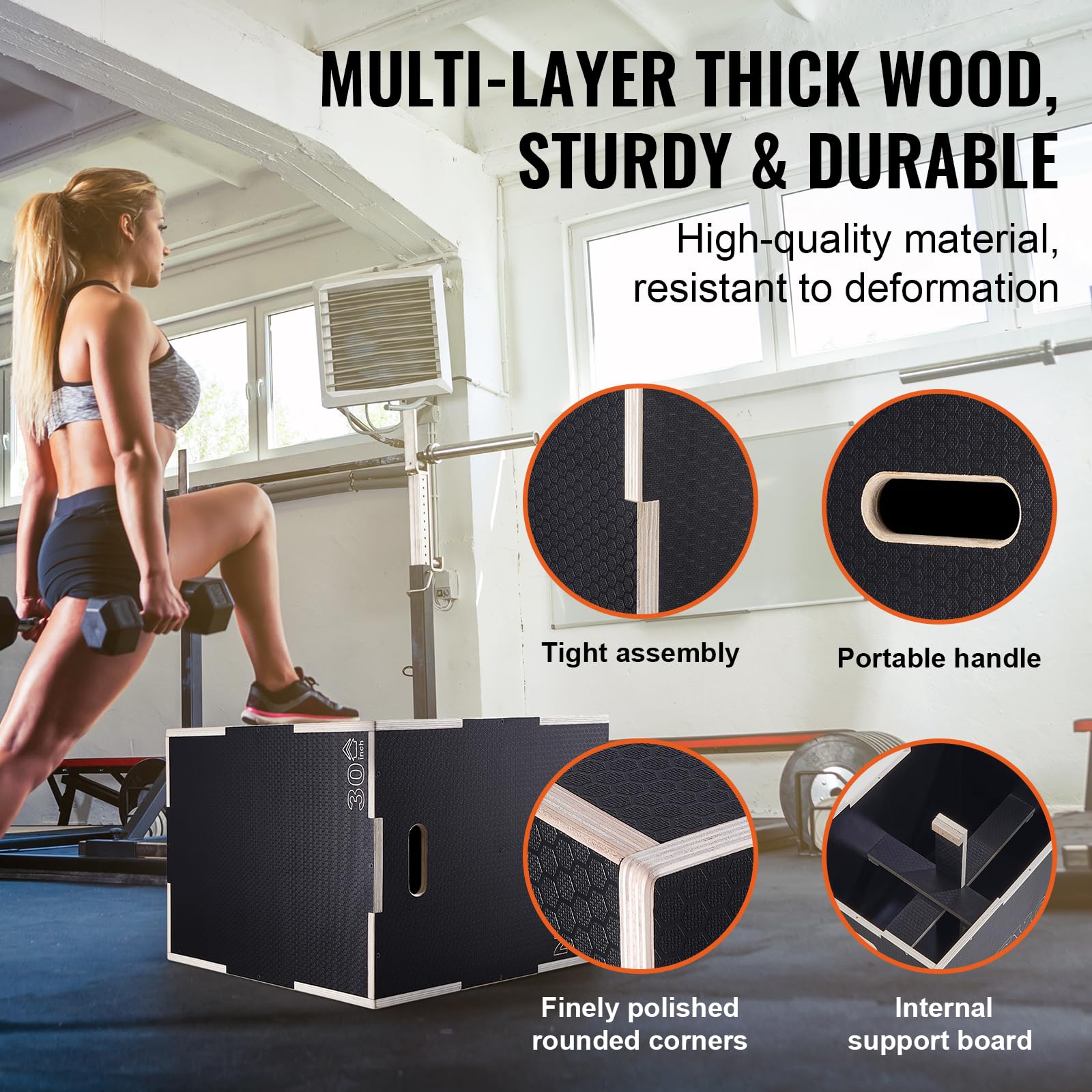 Foto 5 pulgar | Jump Box Pliométrico Vevor 3 En 1 De Madera Para Gimnasio En Casa, 30 X 24 X 20 Cm - Venta Internacional.