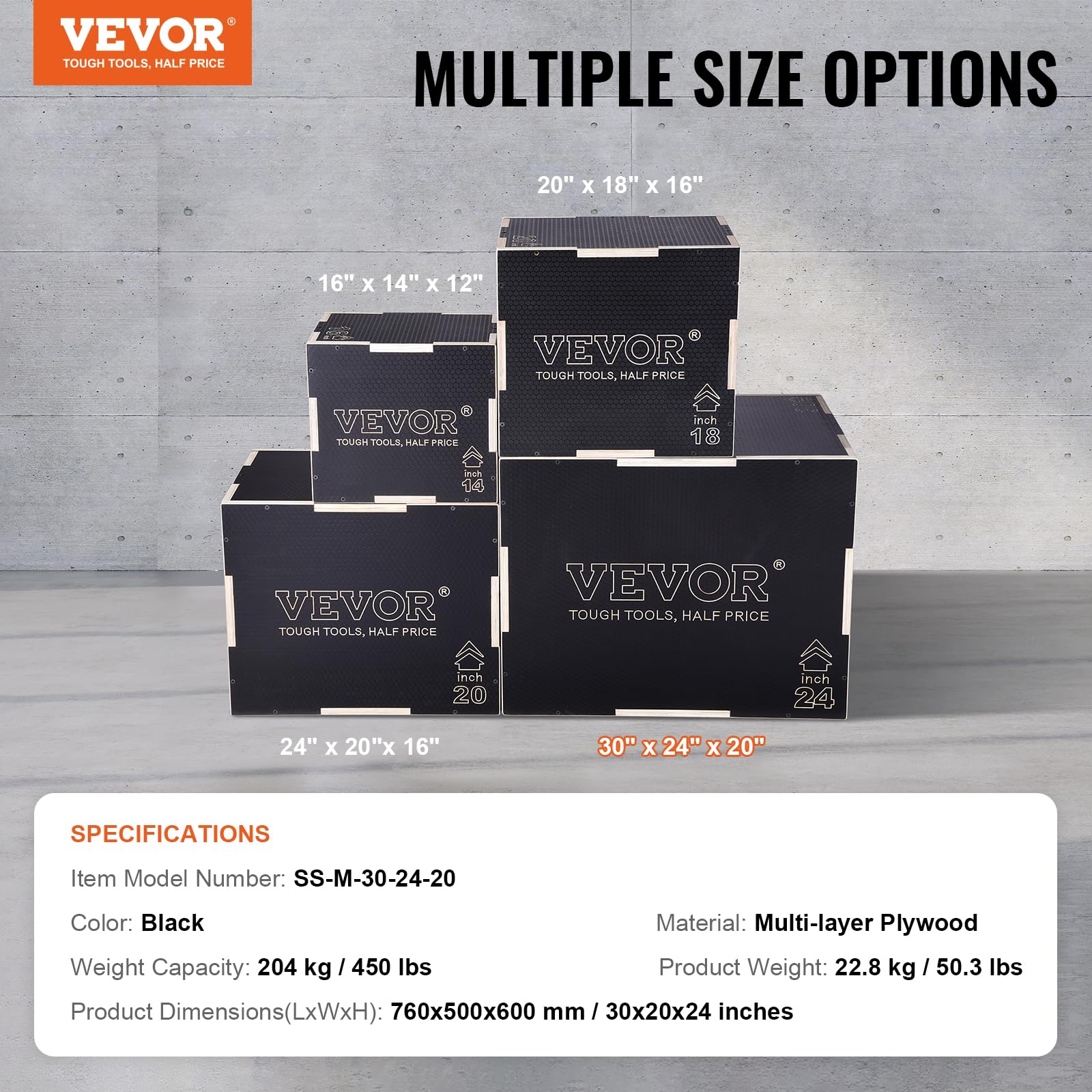 Foto 8 pulgar | Jump Box Pliométrico Vevor 3 En 1 De Madera Para Gimnasio En Casa, 30 X 24 X 20 Cm - Venta Internacional.