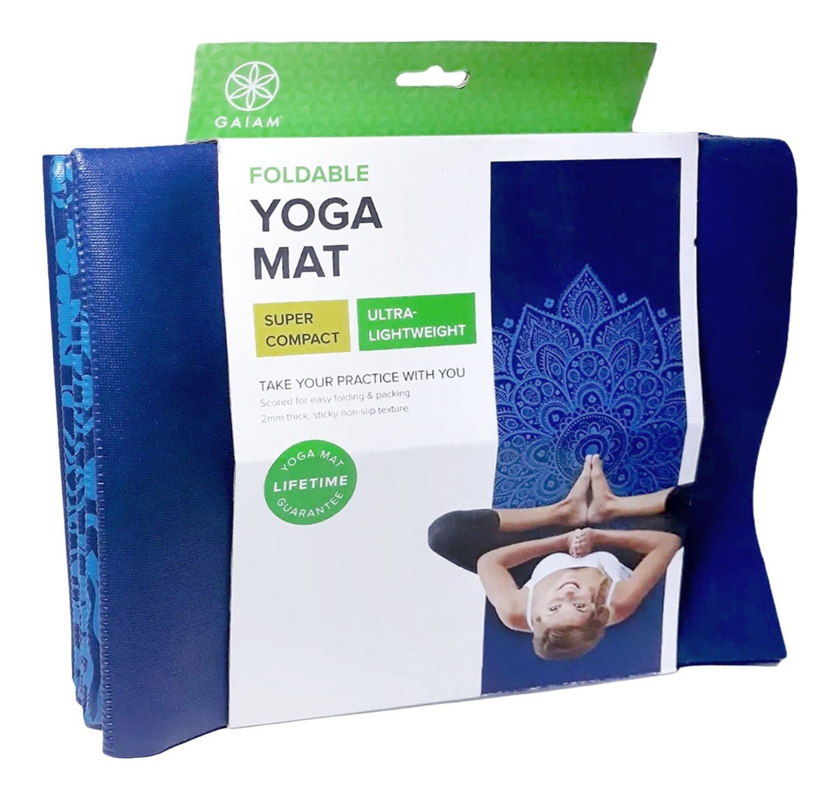 Tapete para Yoga Plegable de 2 mm Foldable Mat Gaiam color Azul