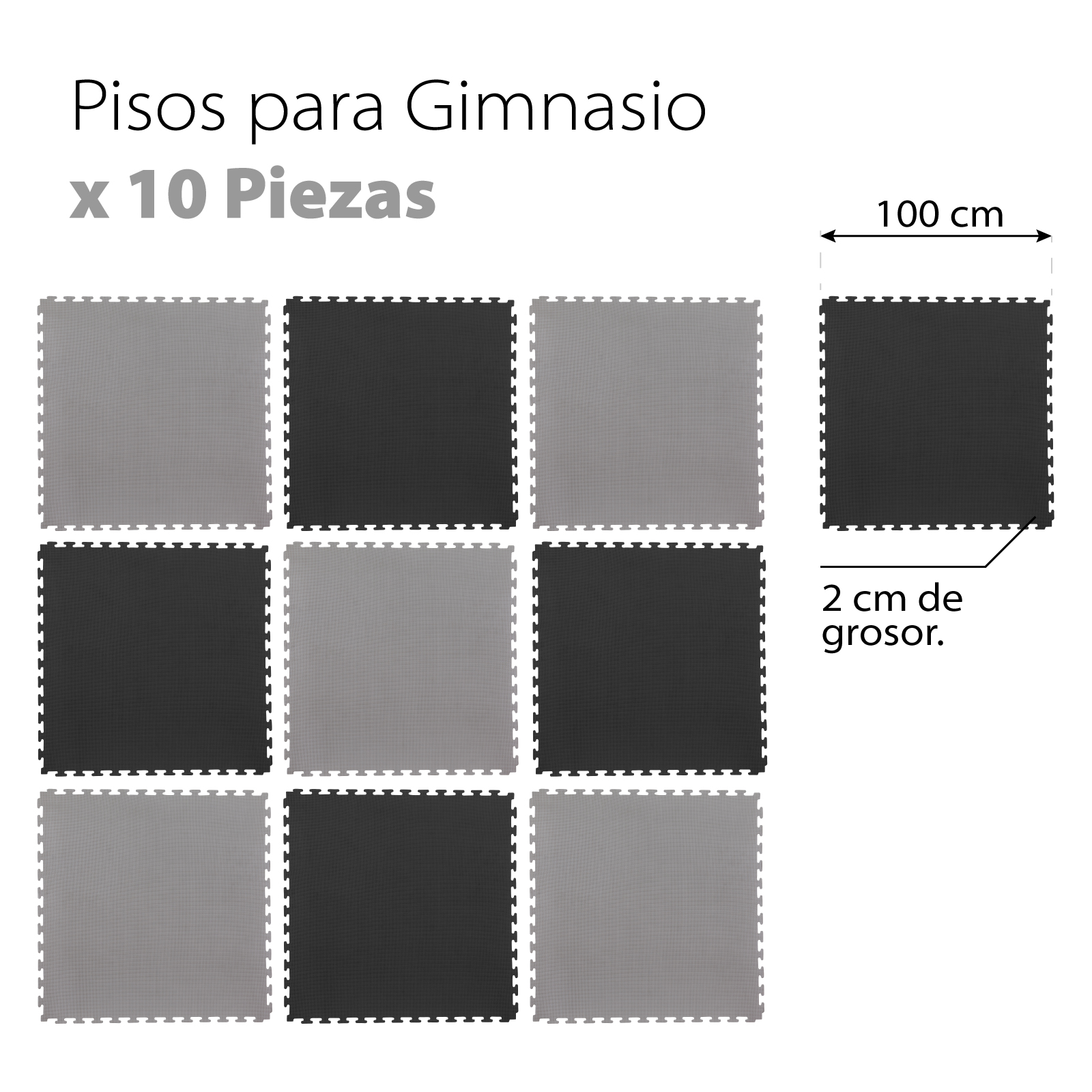 Foto 4 pulgar | Piso Protector para Gimnasio 10 Piezas 105x105 Cm Altera color Negro Gris