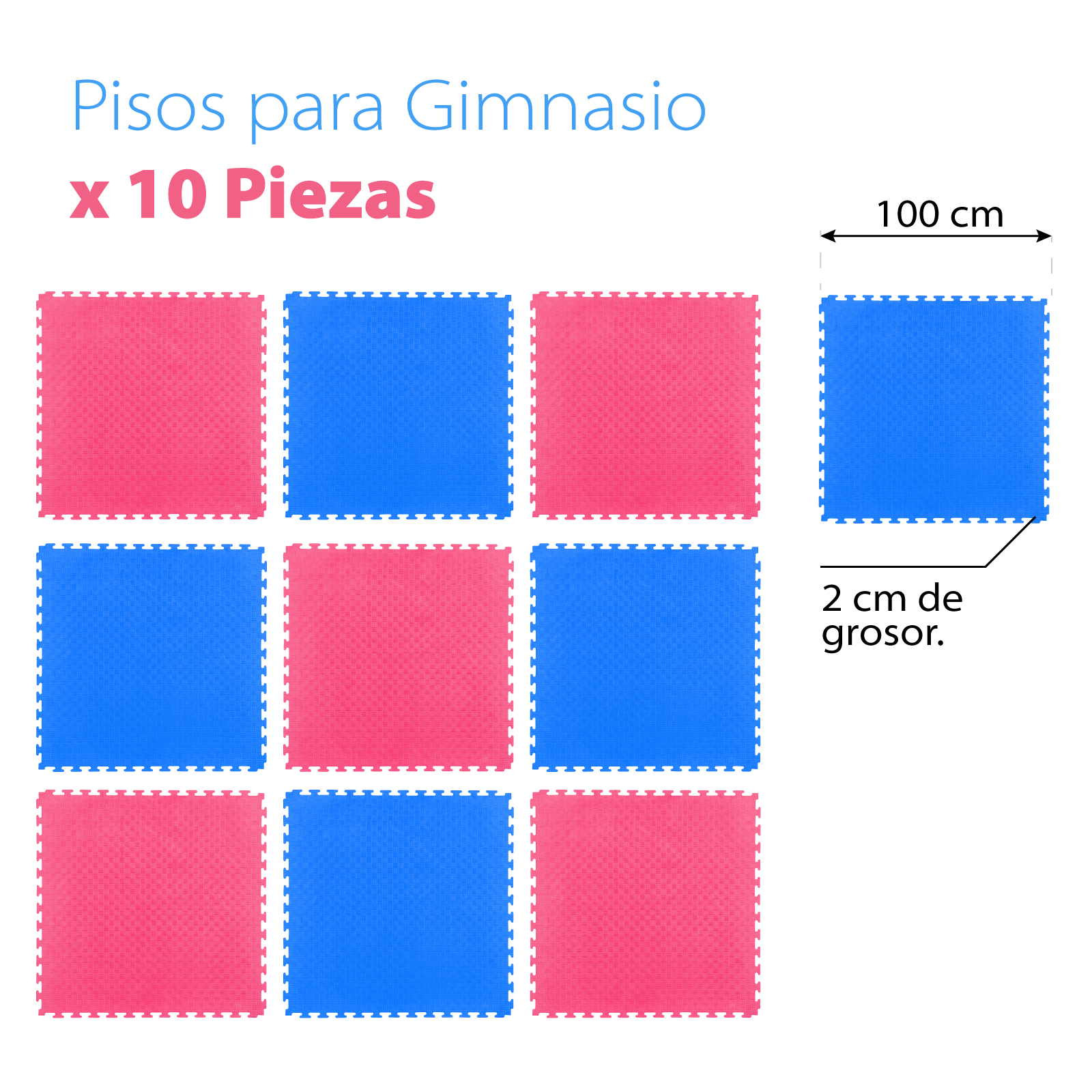 Foto 4 pulgar | Piso Protector para Gimnasio 10 Piezas 105x105 Cm Altera color Rojo Azul