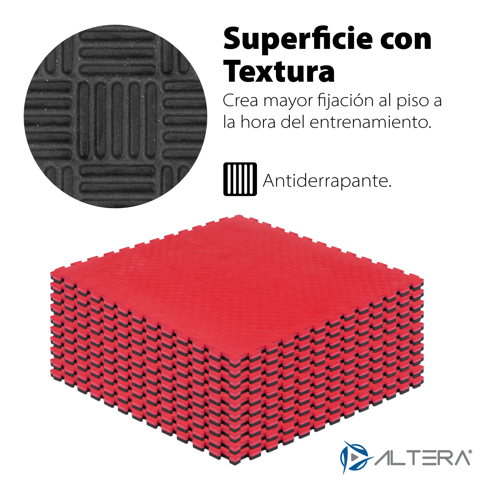 Foto 3 pulgar | Piso Protector para Gimnasio 10 Piezas 105x105 Cm Altera color Negro y Rojo