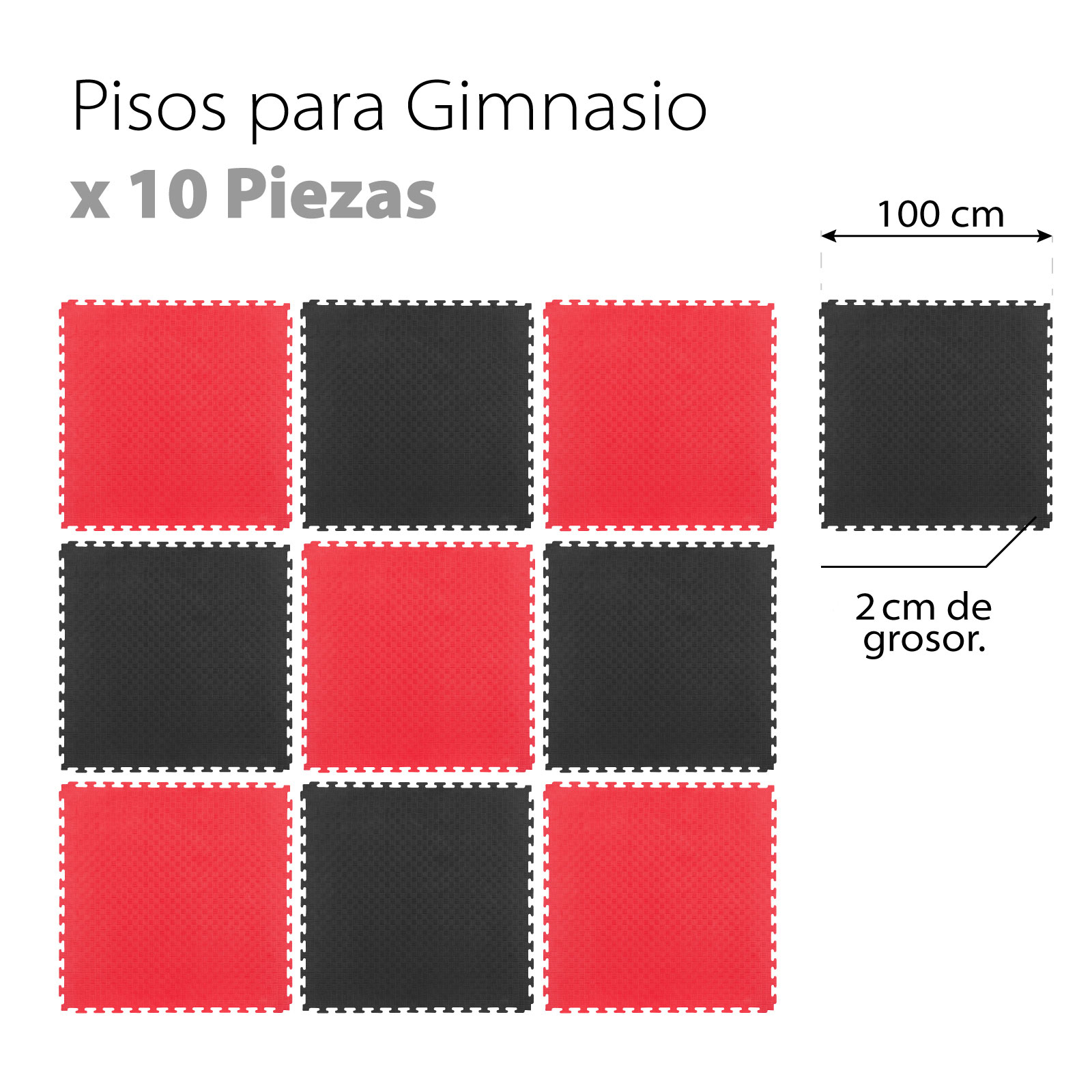 Foto 4 pulgar | Piso Protector para Gimnasio 10 Piezas 105x105 Cm Altera color Negro y Rojo