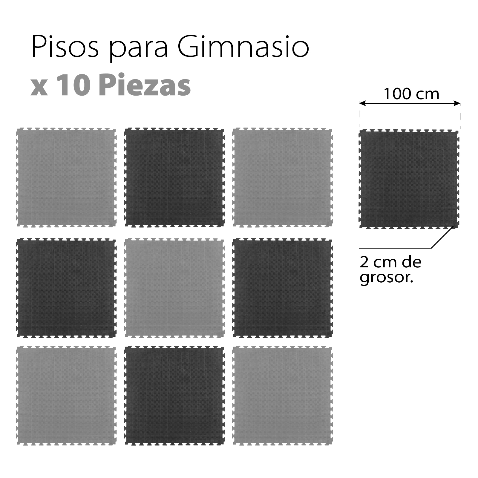 Foto 3 | Piso Protector para Gimnasio Altera PG-NEGRC Multicolor 10 Piezas