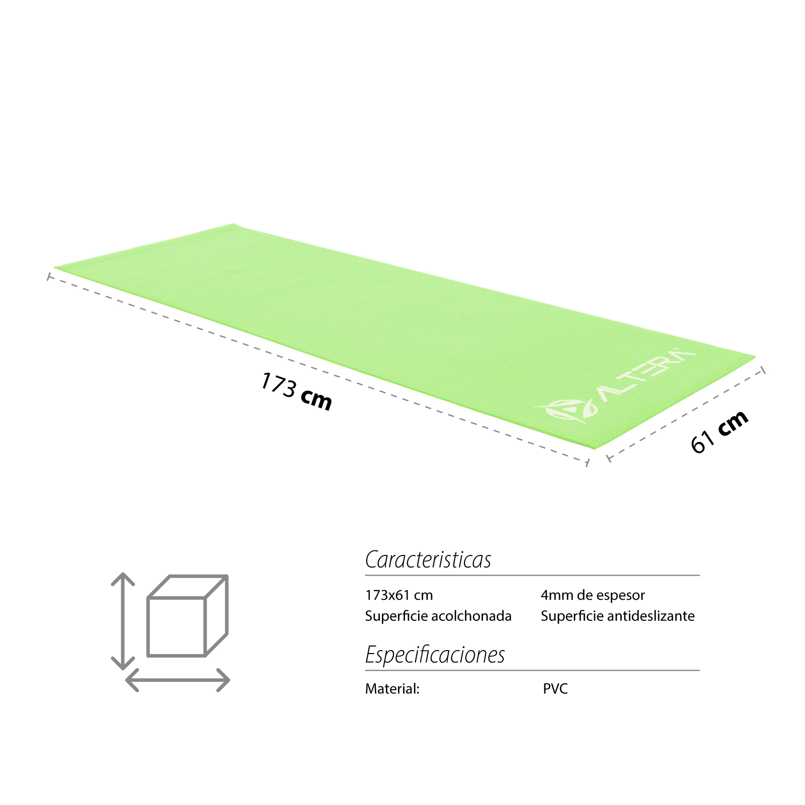 Foto 5 | Tapete para Yoga Altera PVC1002 color Verde 173 X 61 cm