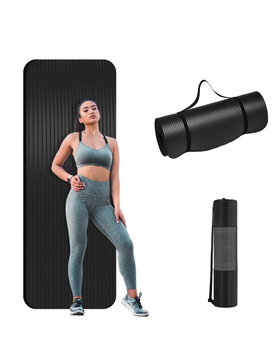 Tapete Yoga ECOMLAB Pilates Fitness Gym Ejercicio Portátil Confort color Negro