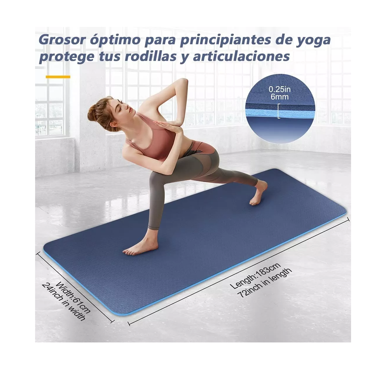 Foto 3 pulgar | Tapete de Yoga BELUG color Azul Marino para Ejercicio Portátil Grueso