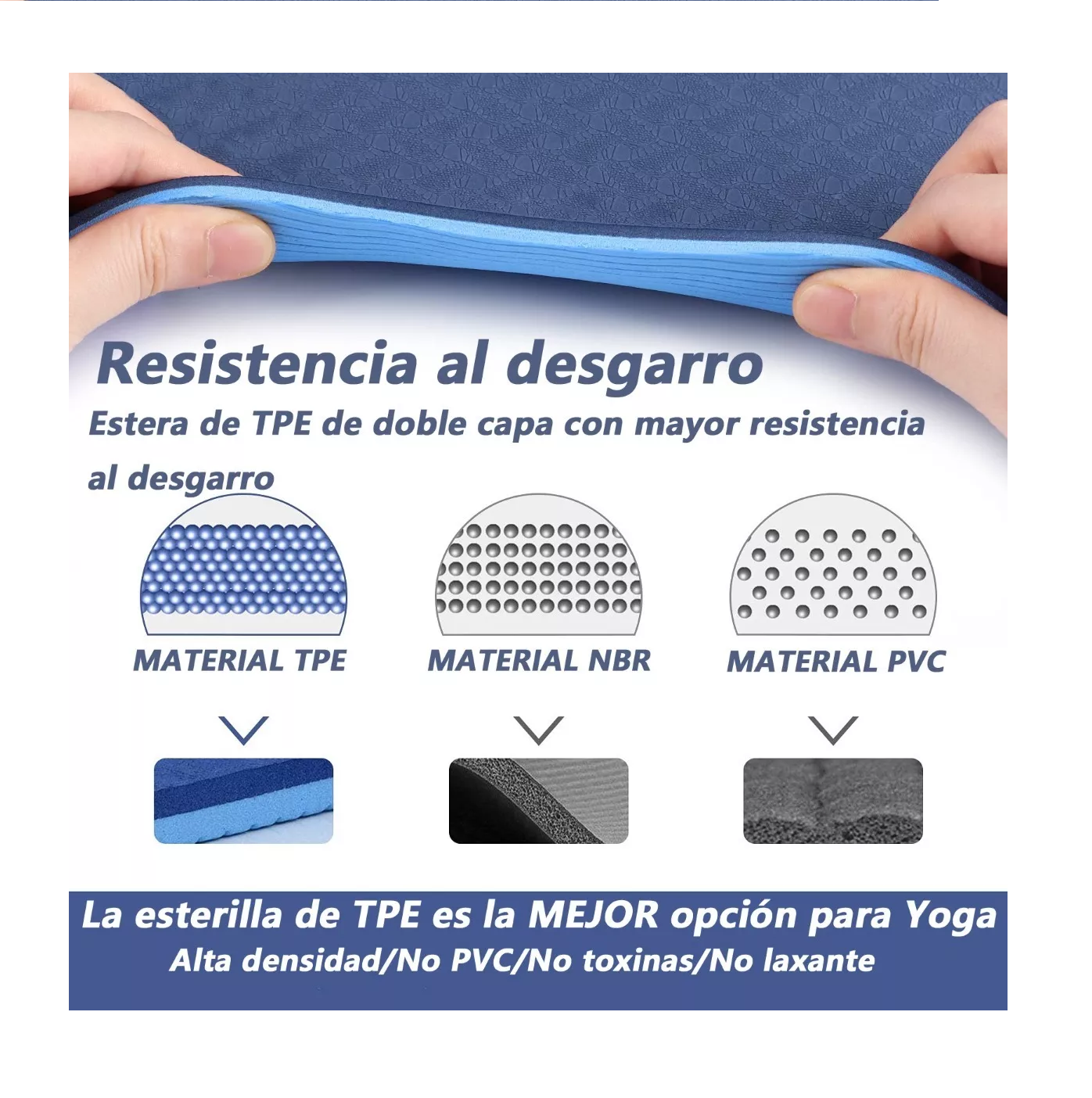 Foto 4 pulgar | Tapete de Yoga BELUG color Azul Marino para Ejercicio Portátil Grueso