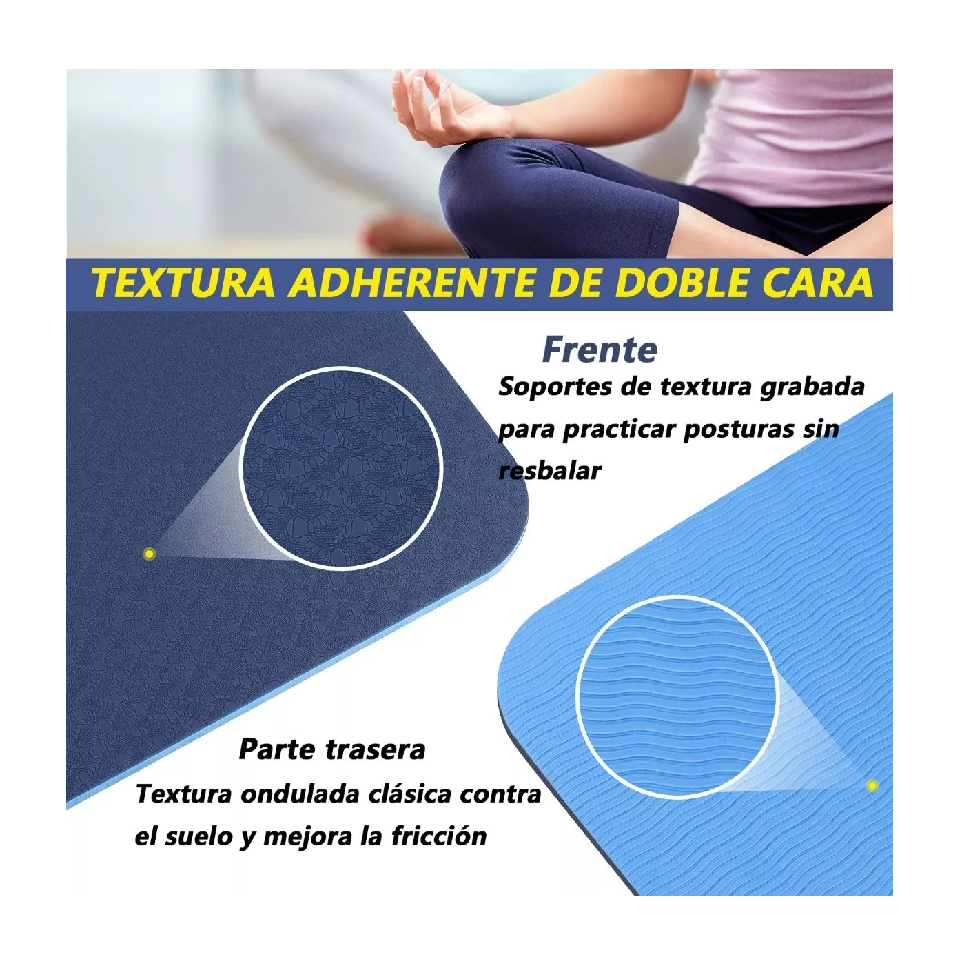 Foto 5 pulgar | Tapete de Yoga BELUG color Azul Marino para Ejercicio Portátil Grueso
