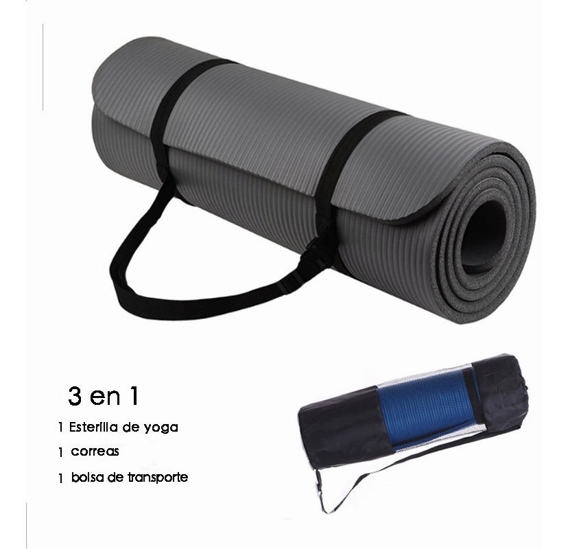 Foto 3 pulgar | Tapete para Yoga Grueso 10 mm con Bolsa Transportadora Gris