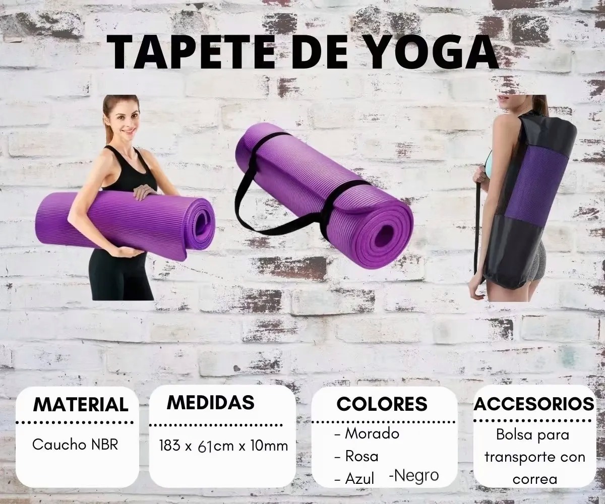 Foto 4 pulgar | Tapete para Yoga Grueso 10 mm con Bolsa Transportadora Negro