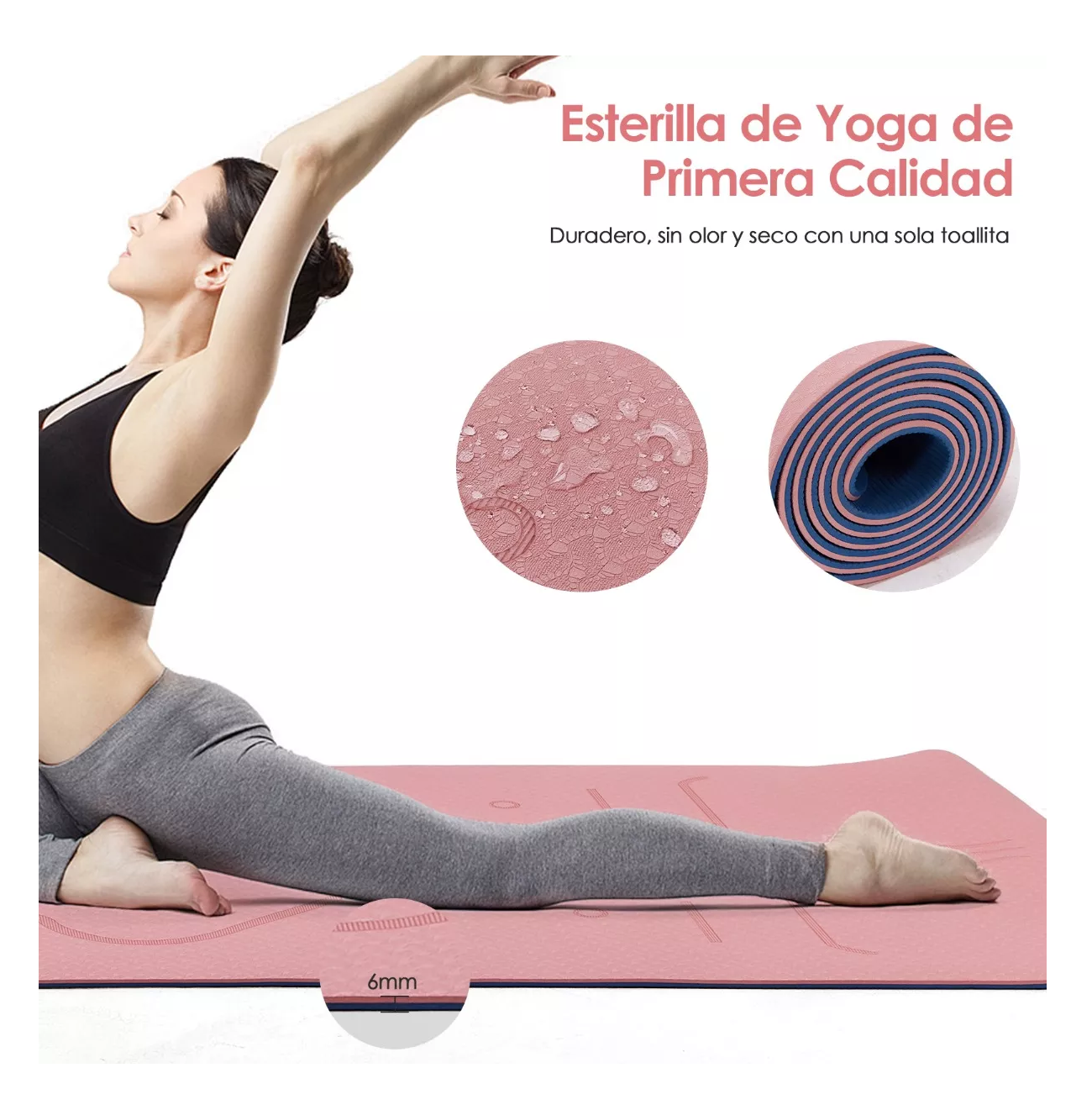 Foto 3 pulgar | Tapete de Yoga - Pilates - Fitness Belug con Líneas de Guía color Rosa
