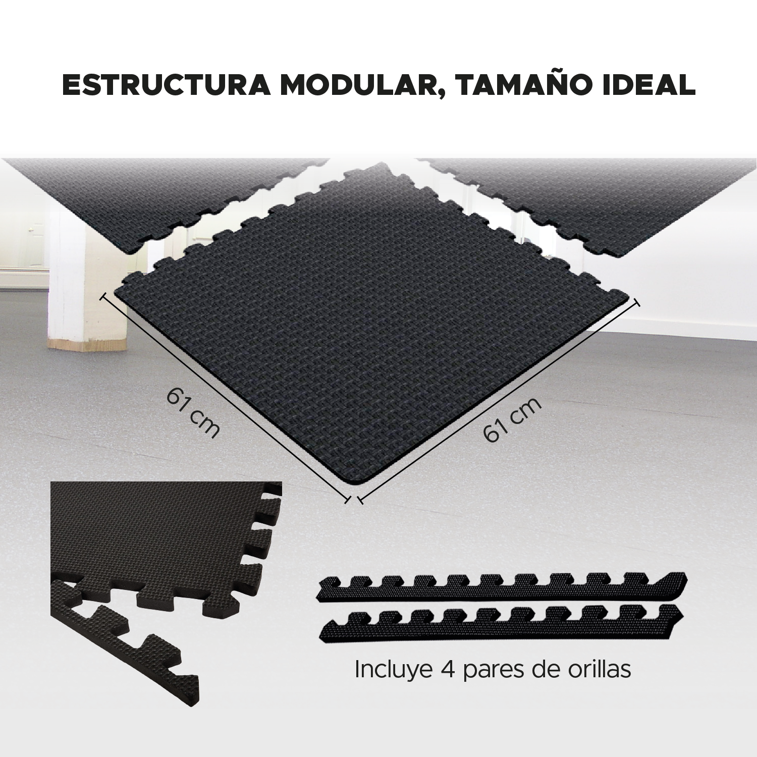 Foto 4 pulgar | Piso de Neopreno  X-Rush Negro 4 Piezas
