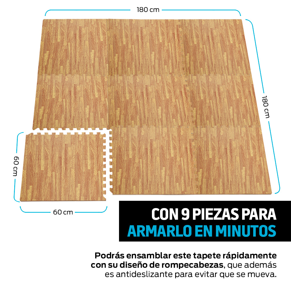 Foto 5 pulgar | Tapete Armable Redlemon Beige Extra Grande Reversible 2 Caras 60 x 60 cm 9 Piezas