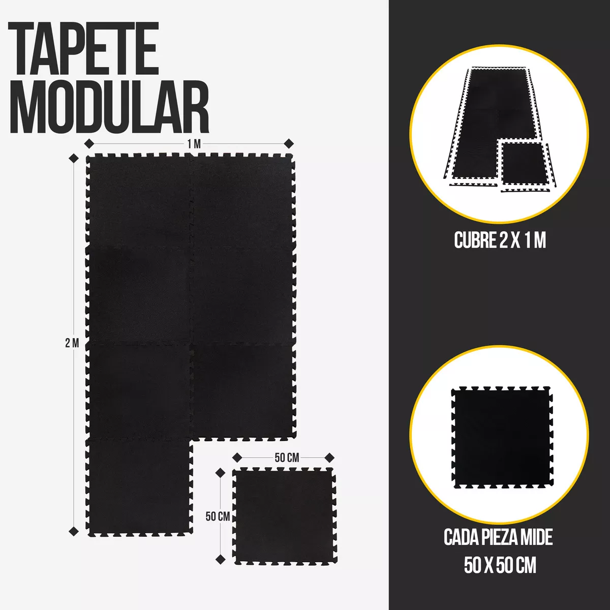 Foto 2 | Tapete Ejercicio Eo Safe Imports ESI-16512 Negro Multiusos Resistente Durable 8 Piezas