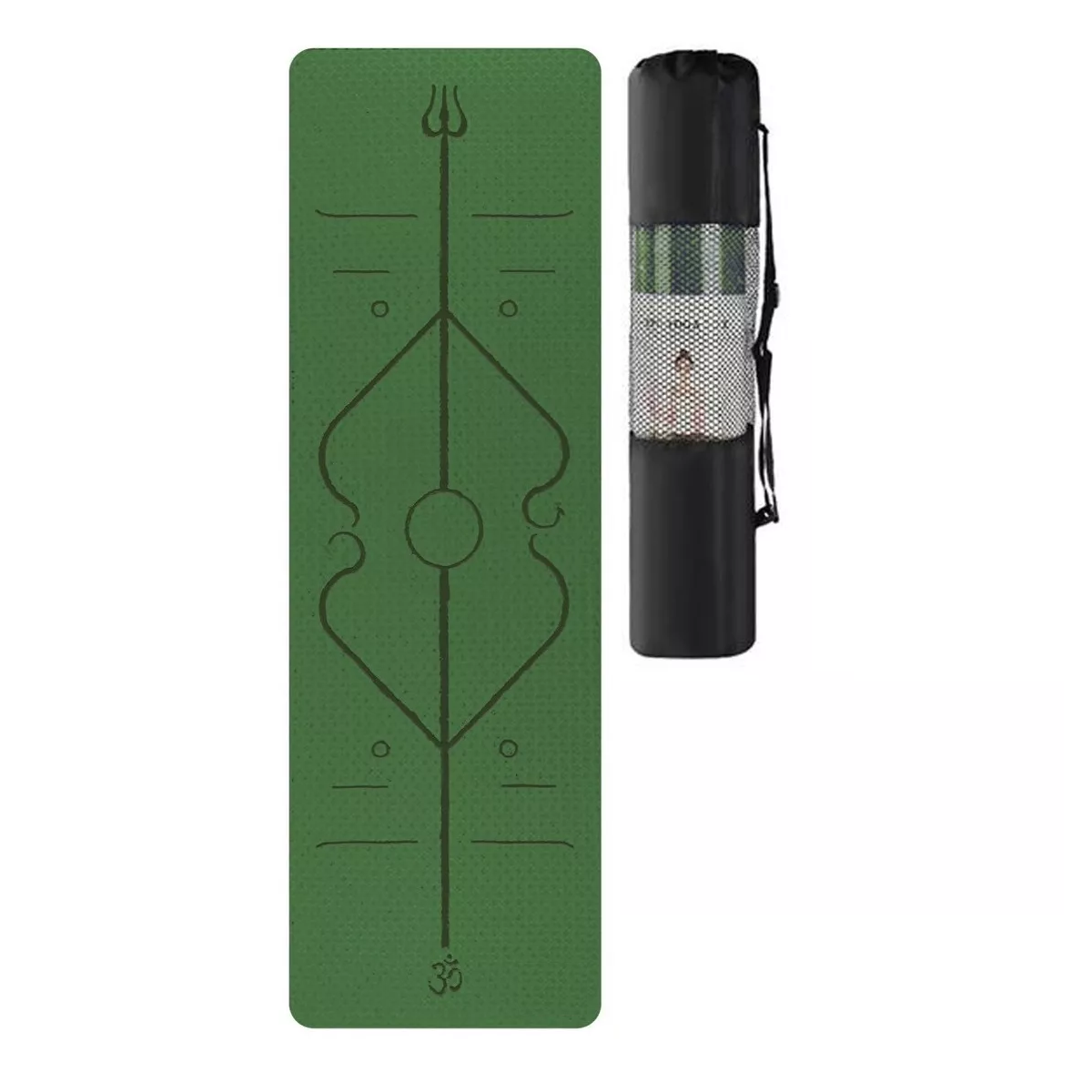 Tapete Antideslizante de Yoga Eo Safe Imports ESI-16510 Verde con Líneas de Guía