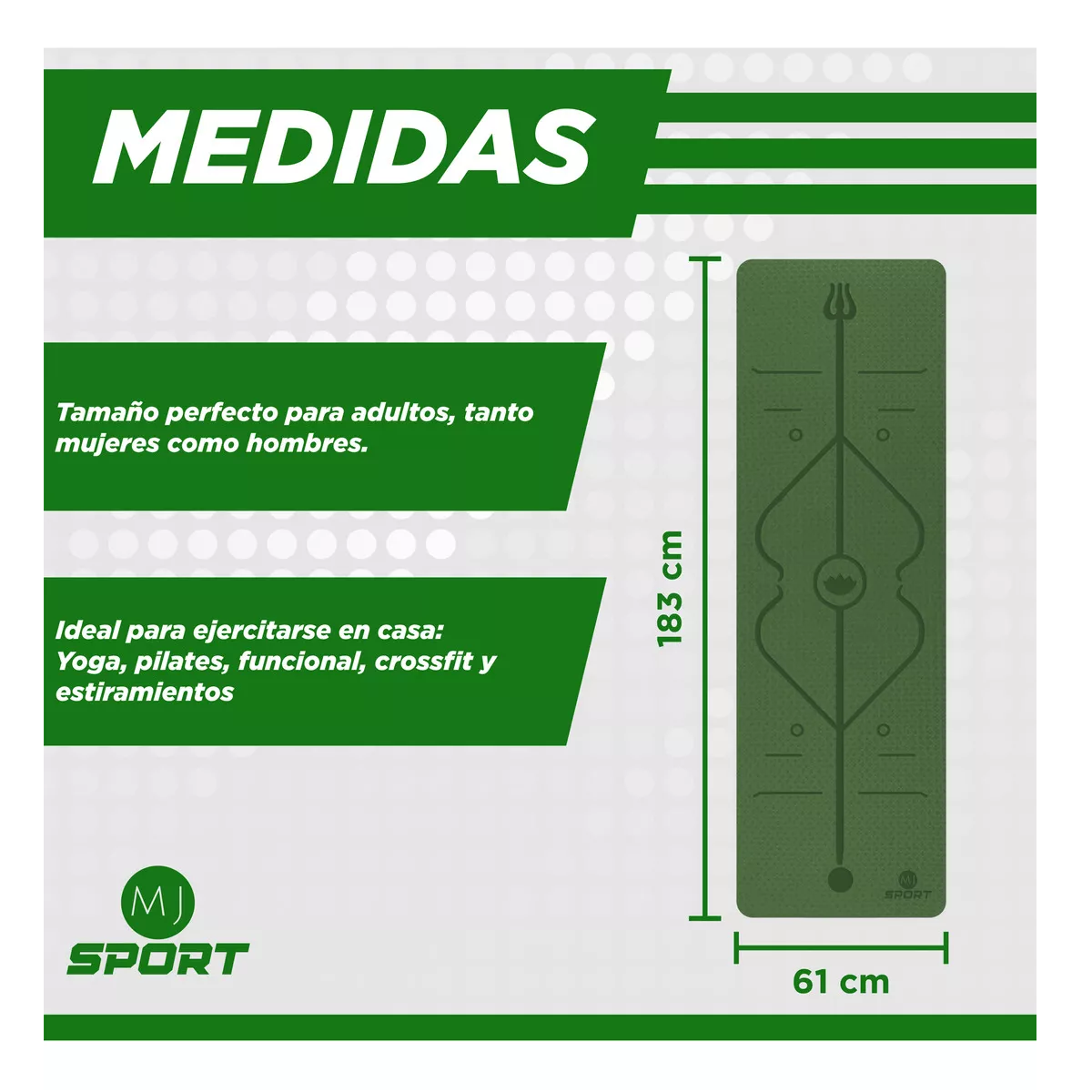 Foto 3 pulgar | Tapete Antideslizante de Yoga Eo Safe Imports ESI-16510 Verde con Líneas de Guía