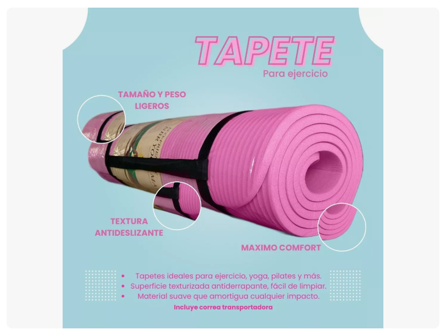 Foto 3 pulgar | Tapete Wund Rosa para Ejercicio 10 mm de Grosor