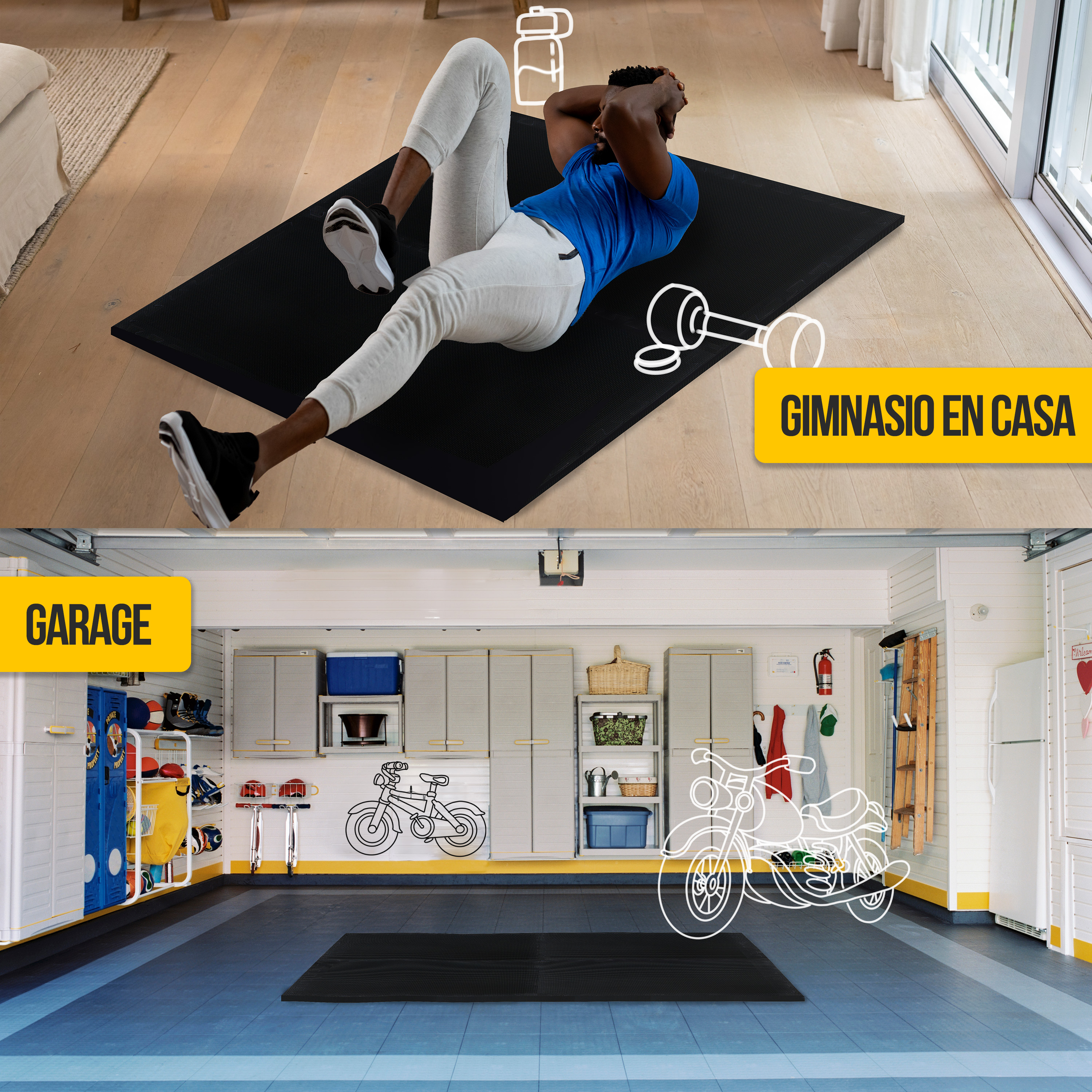 Foto 5 pulgar | Tapete Ejercicio Gym Prototipo Negro 4 Piezas