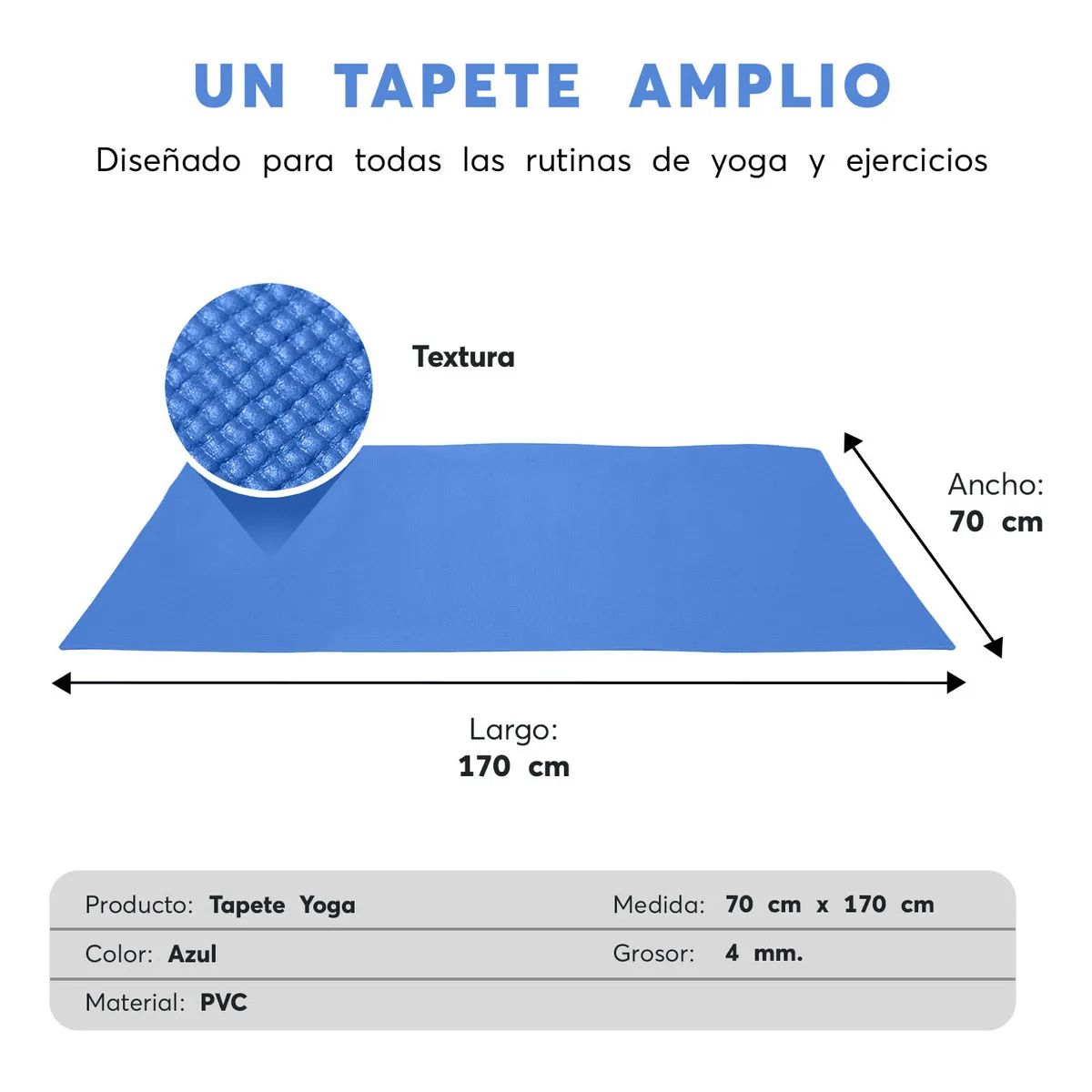 Foto 4 pulgar | Tapete para Yoga Azul