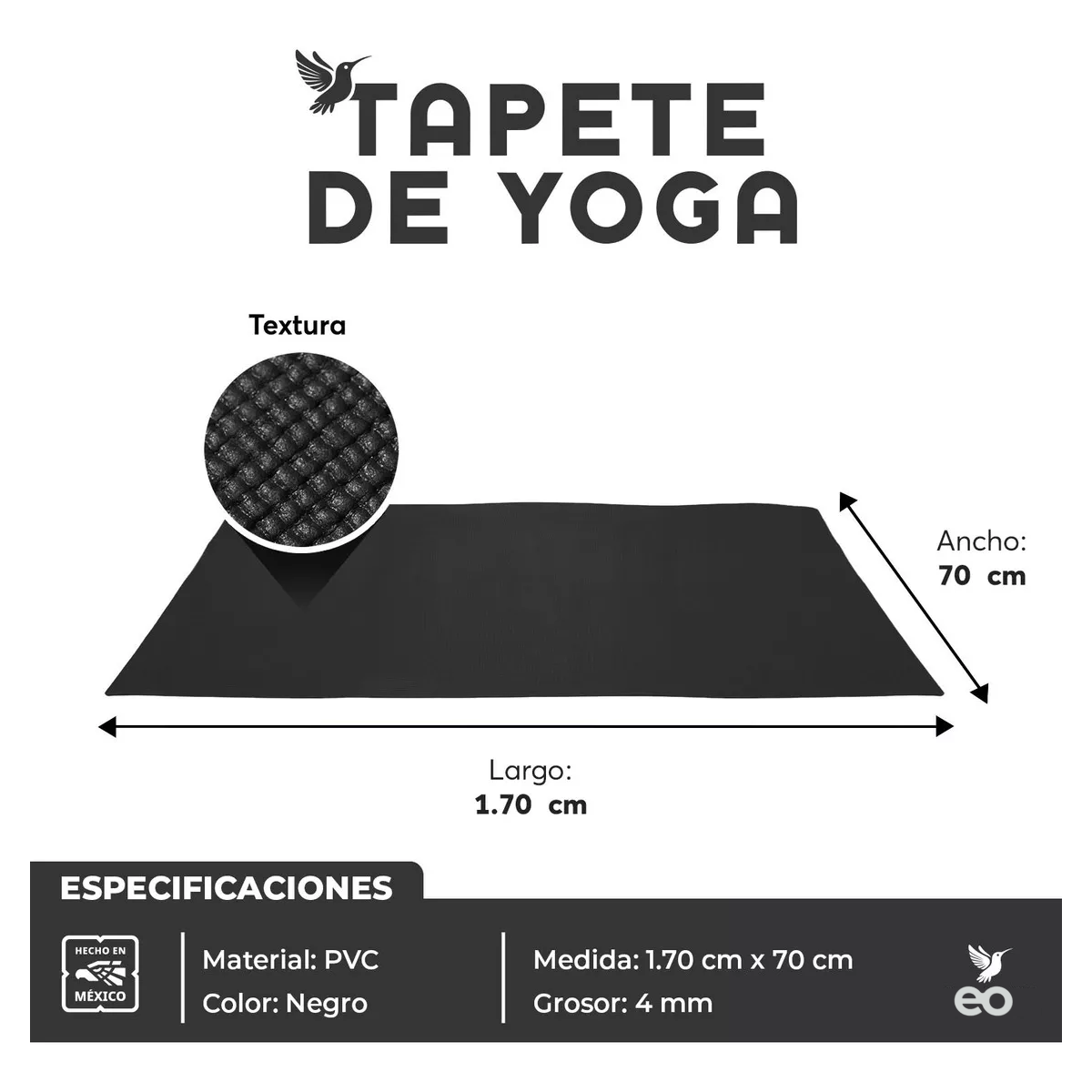 Foto 4 pulgar | Tapete para Yoga Negro