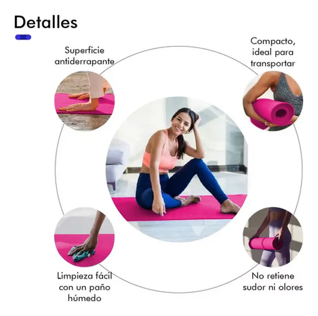 Foto 3 pulgar | Tapete Yoga Pilates Lab.g Fitness Ejercicio Portátil 10mm Grosor Rosa