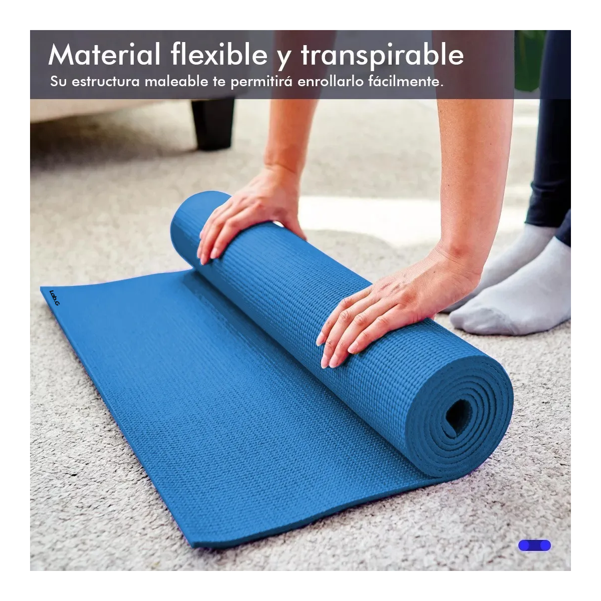 Foto 5 | Tapete Yoga Pilates Lab.g Fitness Ejercicio Portátil 10mm Grosor Azul
