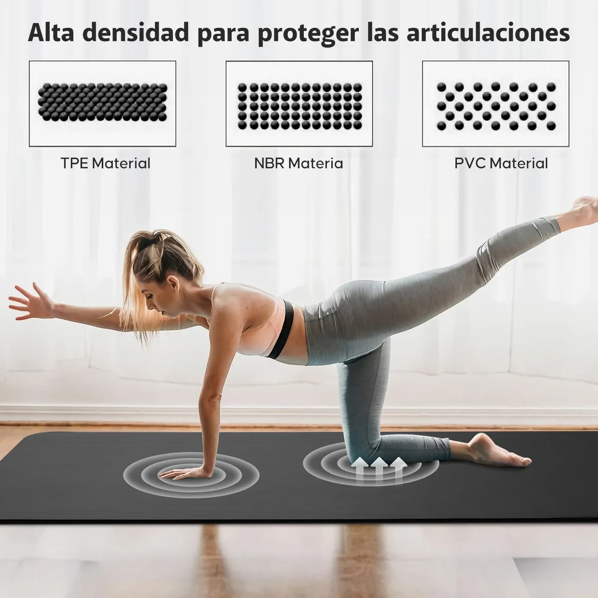 Foto 2 | Tapete Yoga Belug Pilates Ejercicio 10 Mm Antideslizante Negro