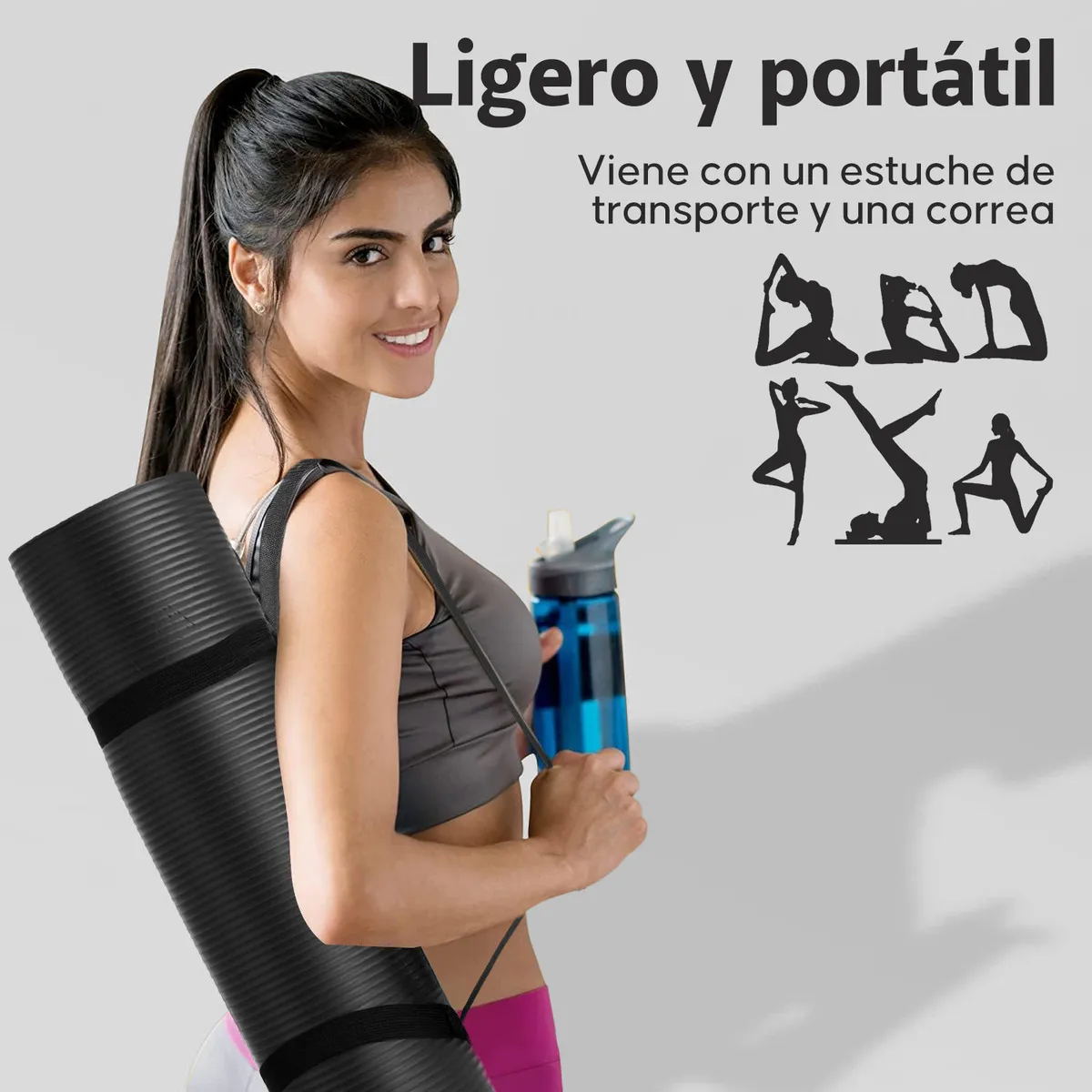 Foto 4 | Tapete Yoga Belug Pilates Ejercicio 10 Mm Antideslizante Negro